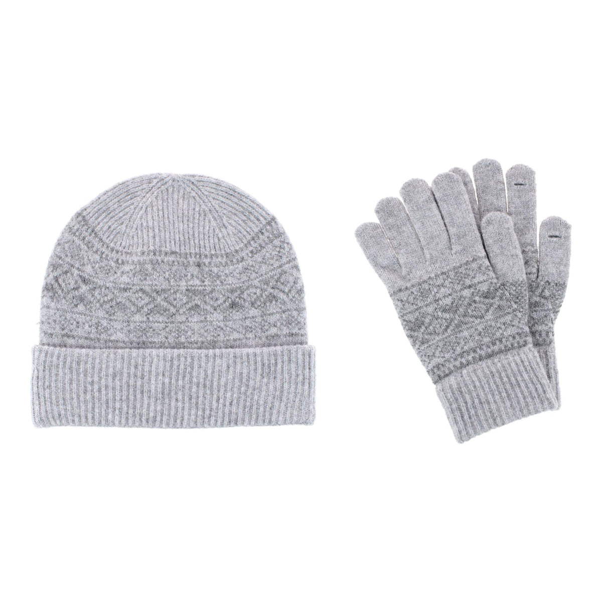Grand Sierra Women's Fair Isle Knit Winter Beanie & Gloves Bundle