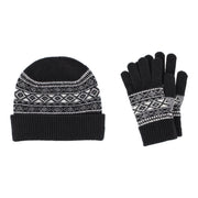 Women's Fair Isle Knit Winter Beanie & Gloves Bundle