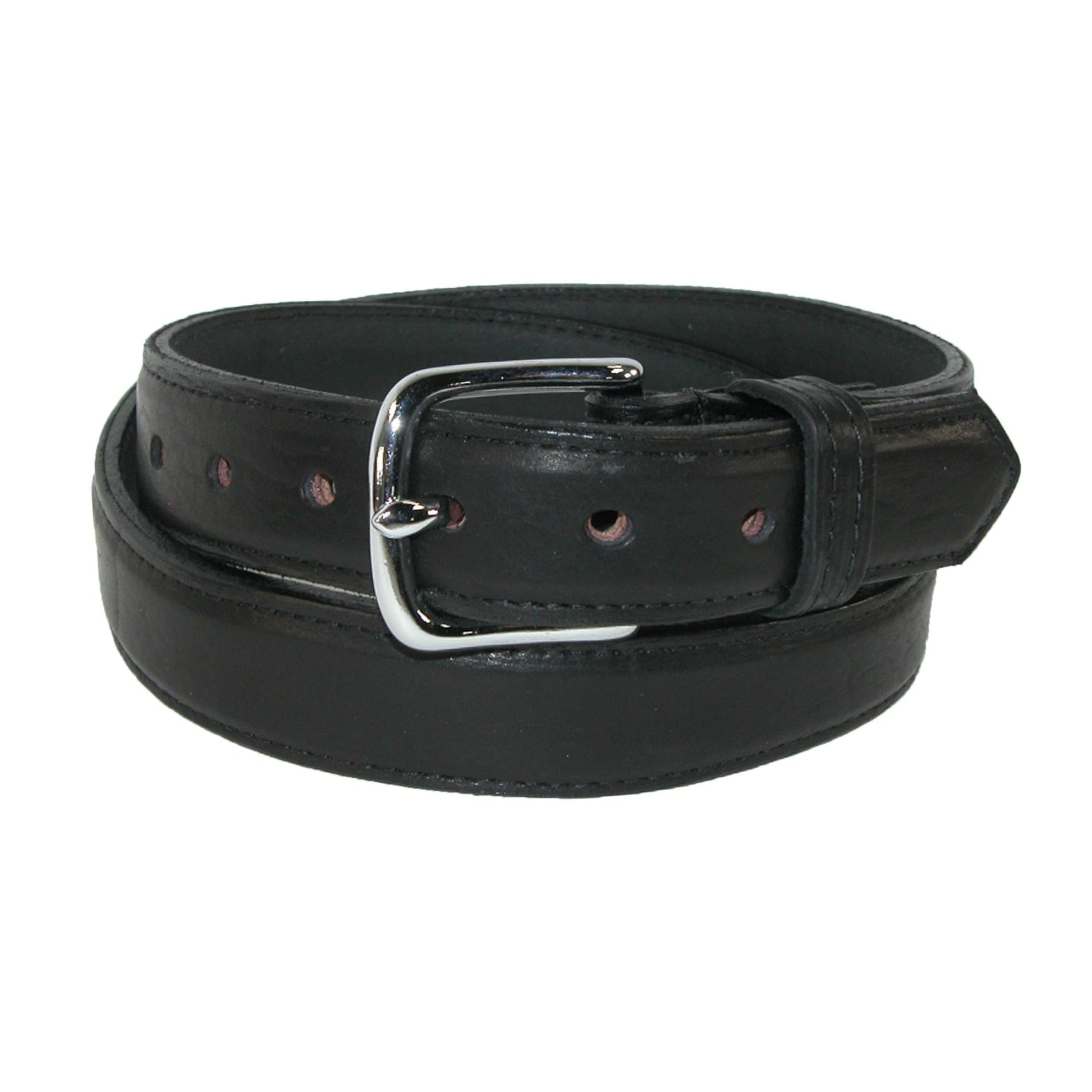 Boston Leather Men's 1.25 Inch Wide Bison Leather Belt - Black