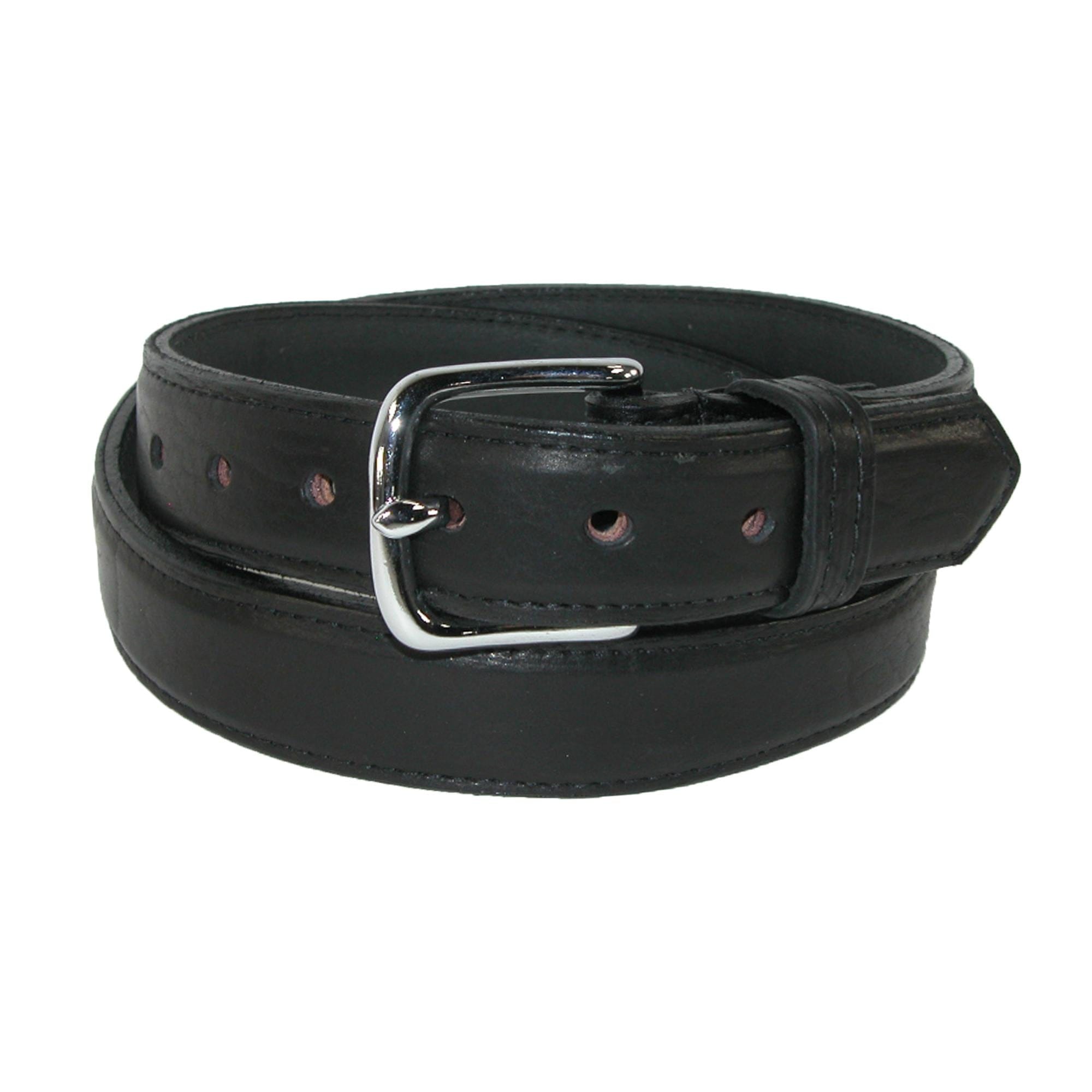 Boston Leather Men's 1.25 Inch Wide Bison Leather Belt - Black