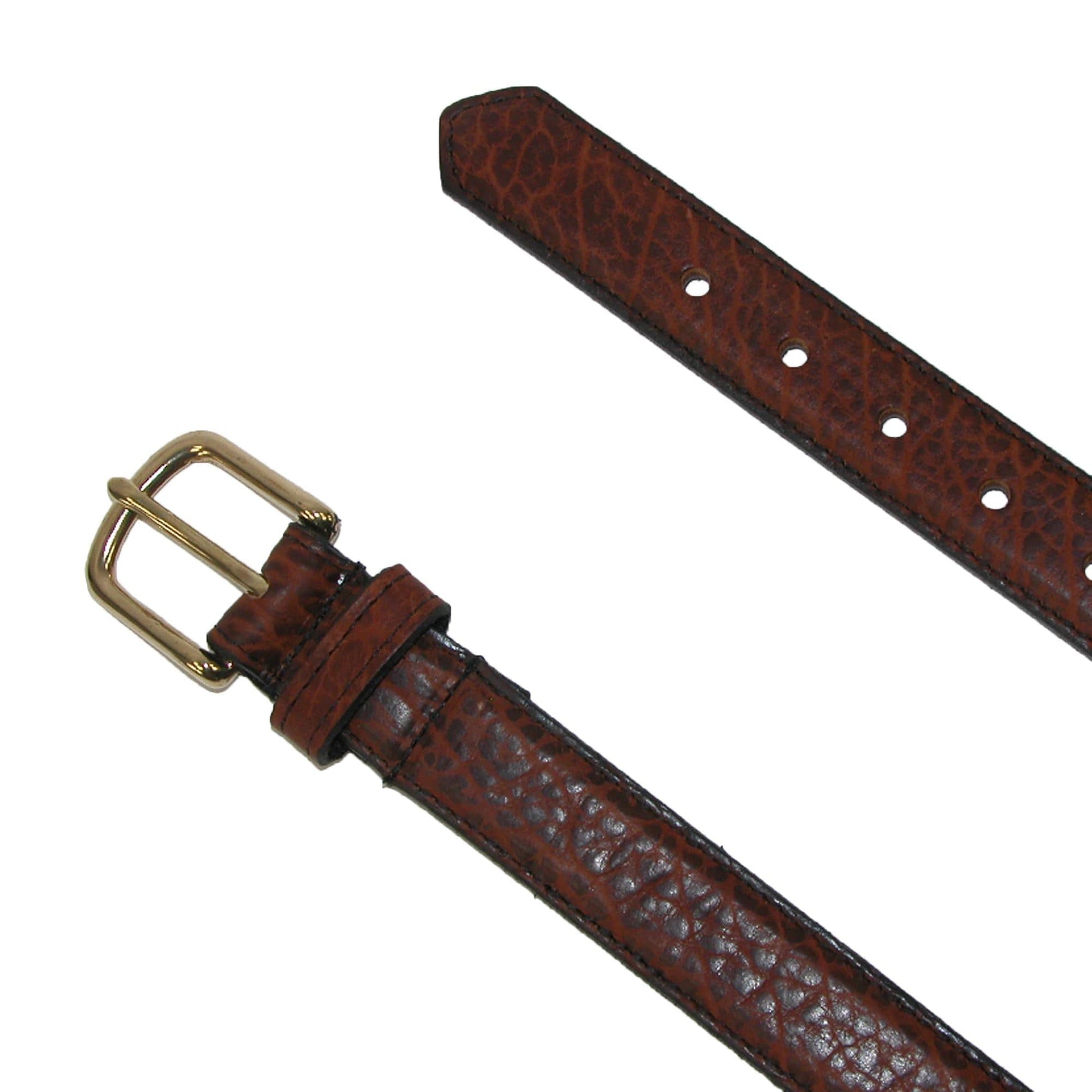 Boston Leather Men's 1.25 Inch Wide Bison Leather Belt - Black