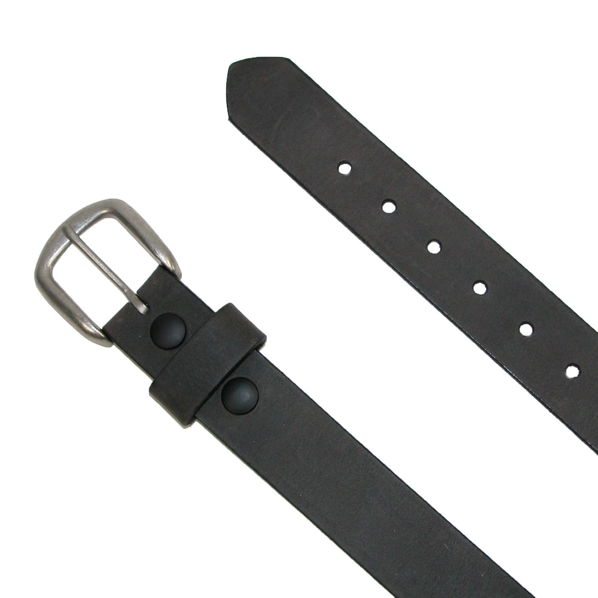 Boston Leather Men's Oil Tanned Leather Belt with Removable Buckle - Black