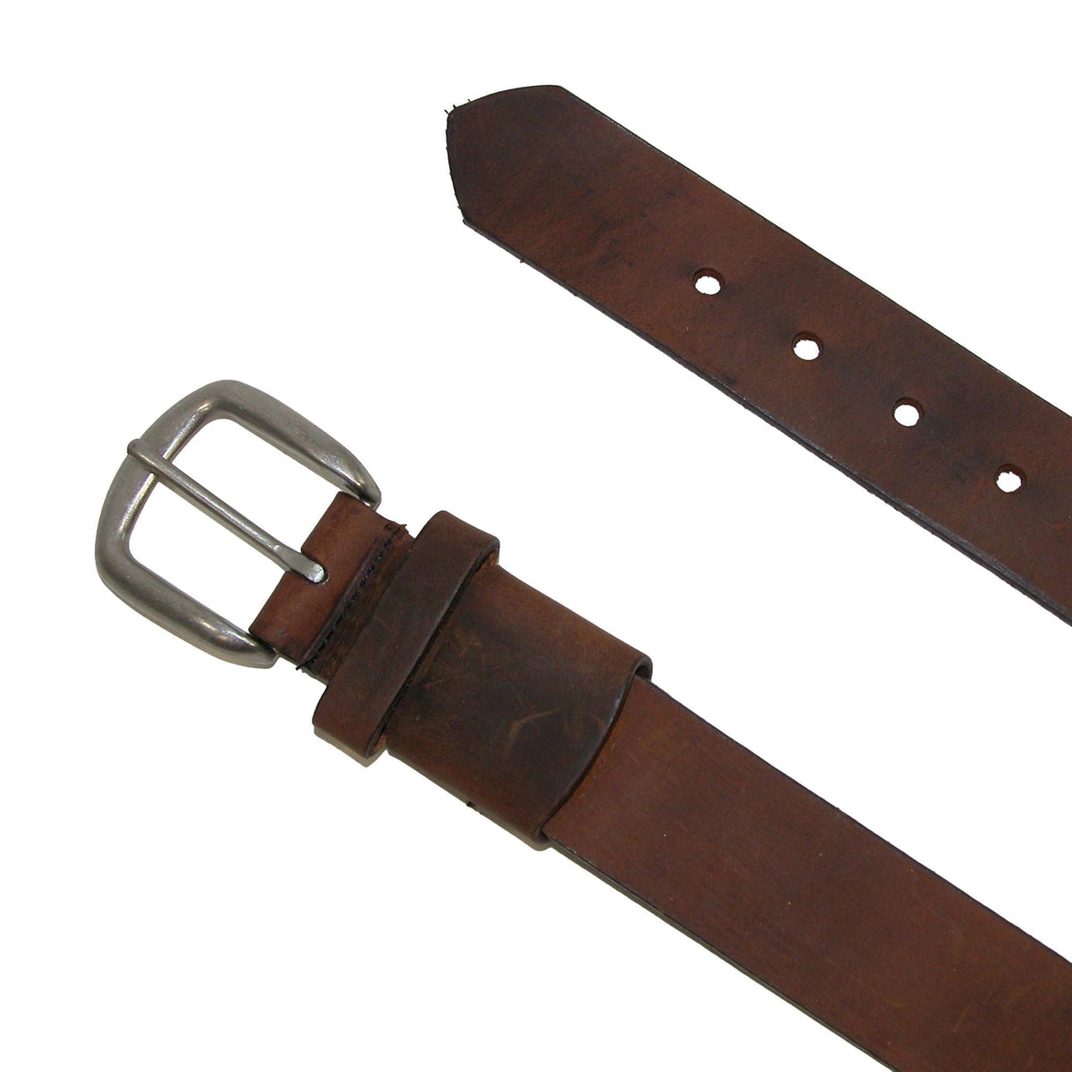 Boston Leather Men's Big & Tall Aged Bark Leather Hidden Stretch Belt - Brown