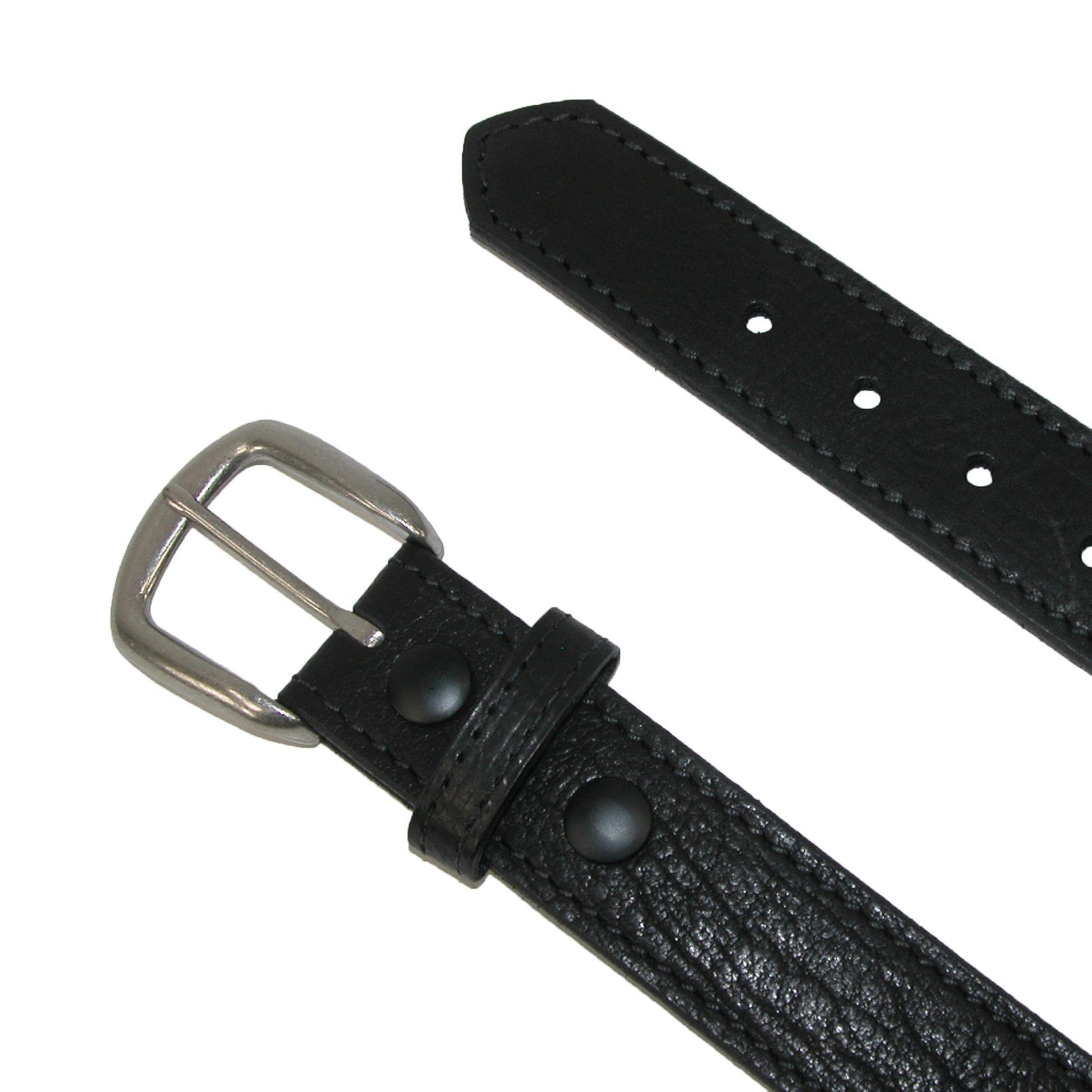 Boston Leather Men's Big & Tall Bison Leather Belt with Removable Buckle - Black