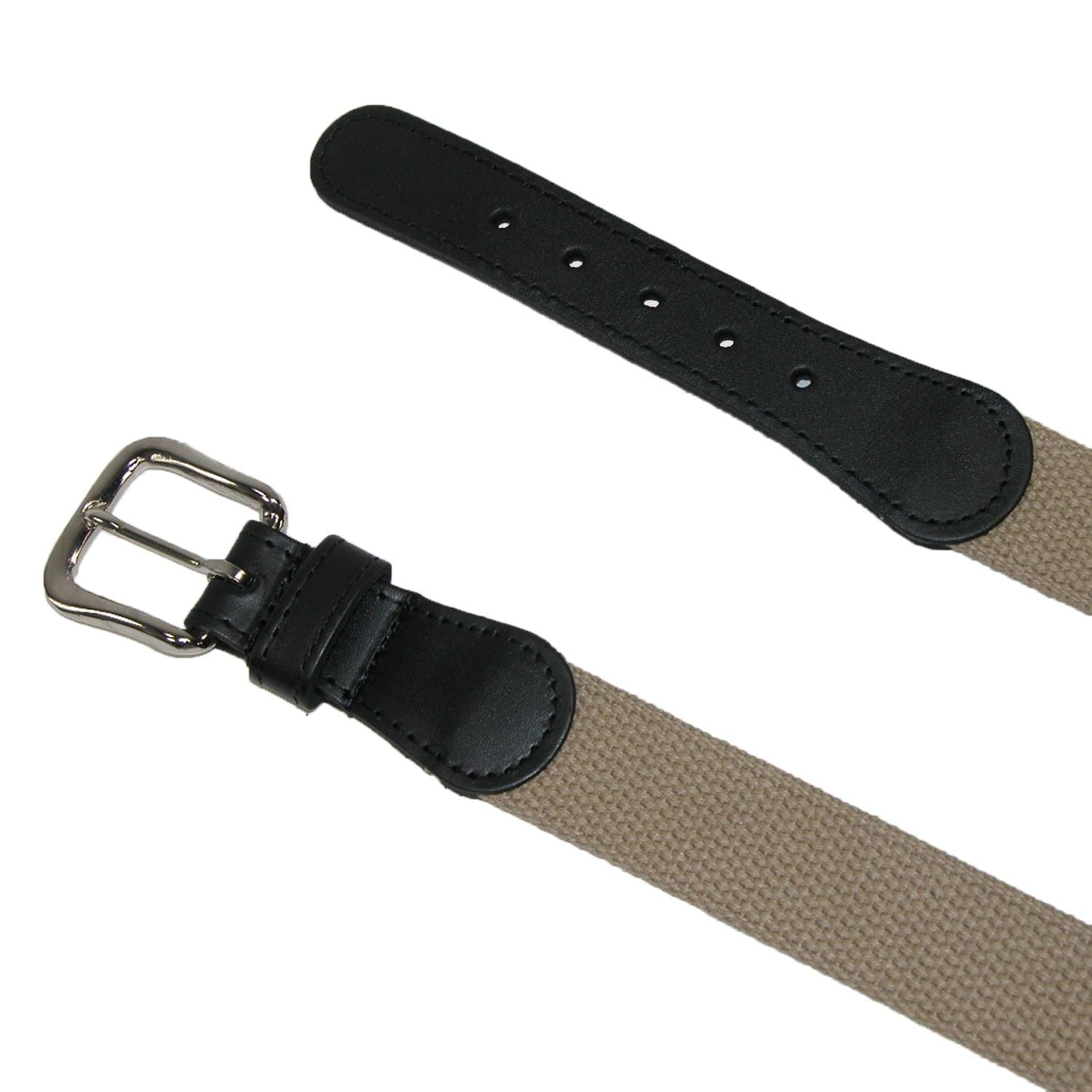 Boston Leather Men's Cotton Web Belt with Leather Tabs - Tan