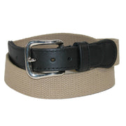 Men's Cotton Web Belt with Leather Tabs