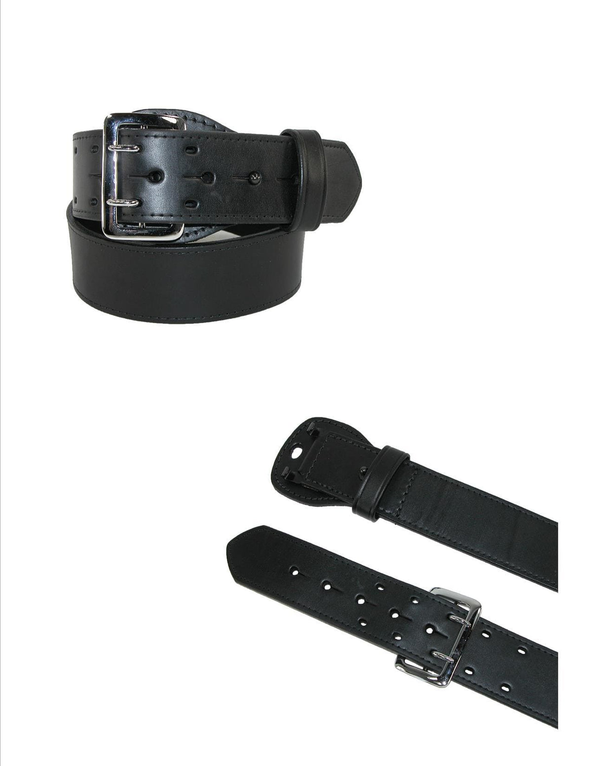 Boston Leather Men's Fully Lined Sam Browne Leather Work Belt - Black