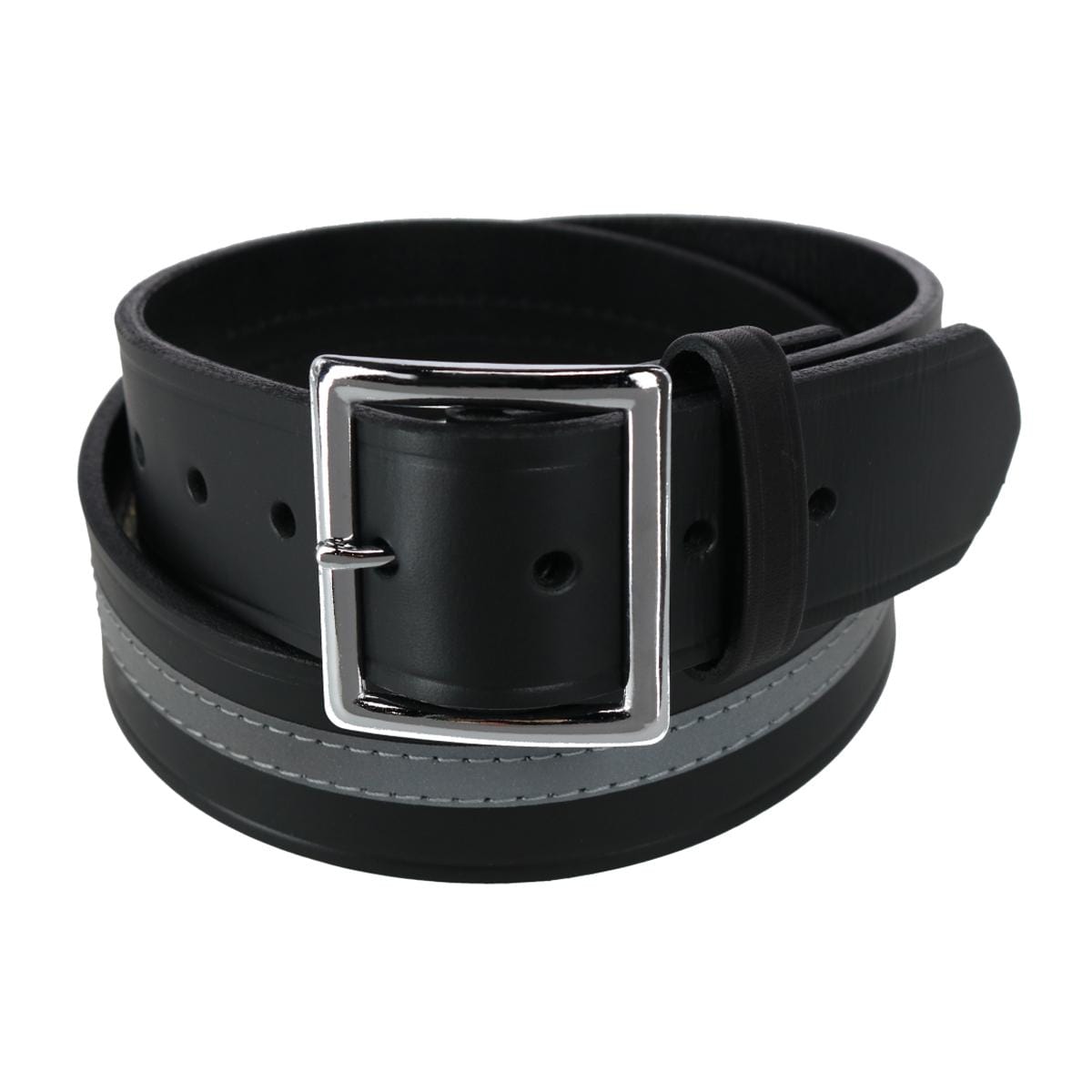 Boston Leather Men's Garrison Work Belt with Reflective Safety Stripe - Black