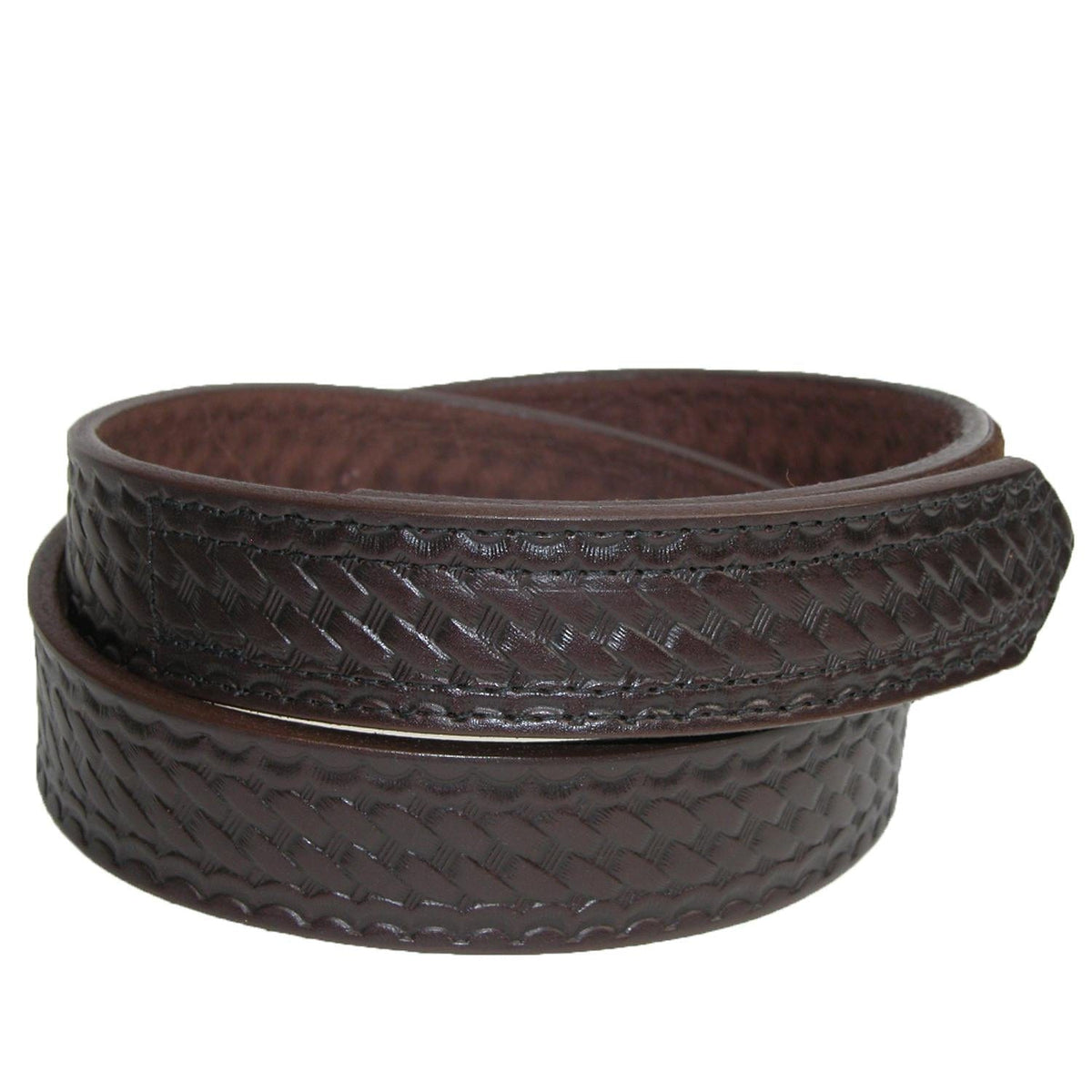 Boston Leather Men's Basketweave Mechanics Belt with Hook and Loop Closure - Brown