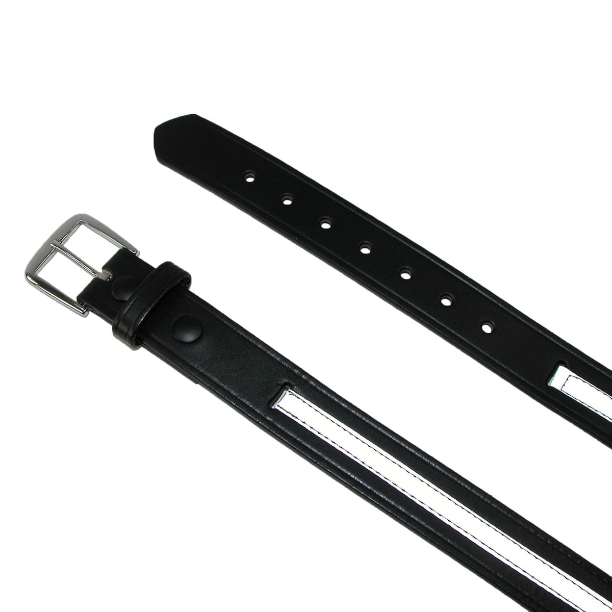 Boston Leather Men's Leather Work Belt with Reflective Safety Stripe - Black