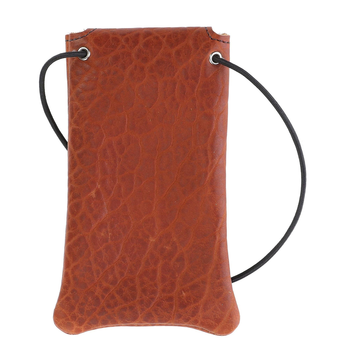 Boston Leather Textured Bison Leather Eyeglass Case with Neck String - Tuscan