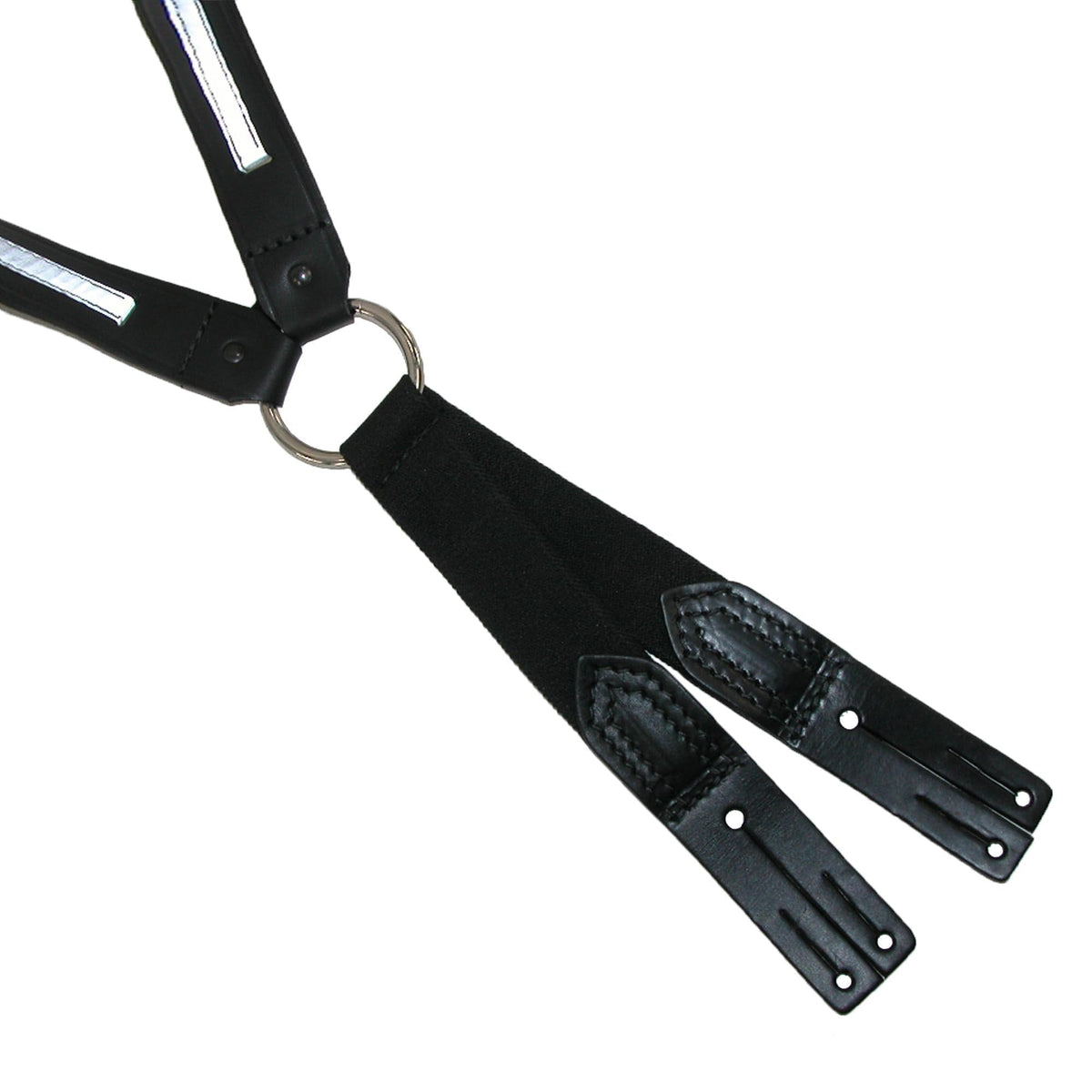 Boston Leather Leather Reflective Button End Fireman Work Suspenders - Black