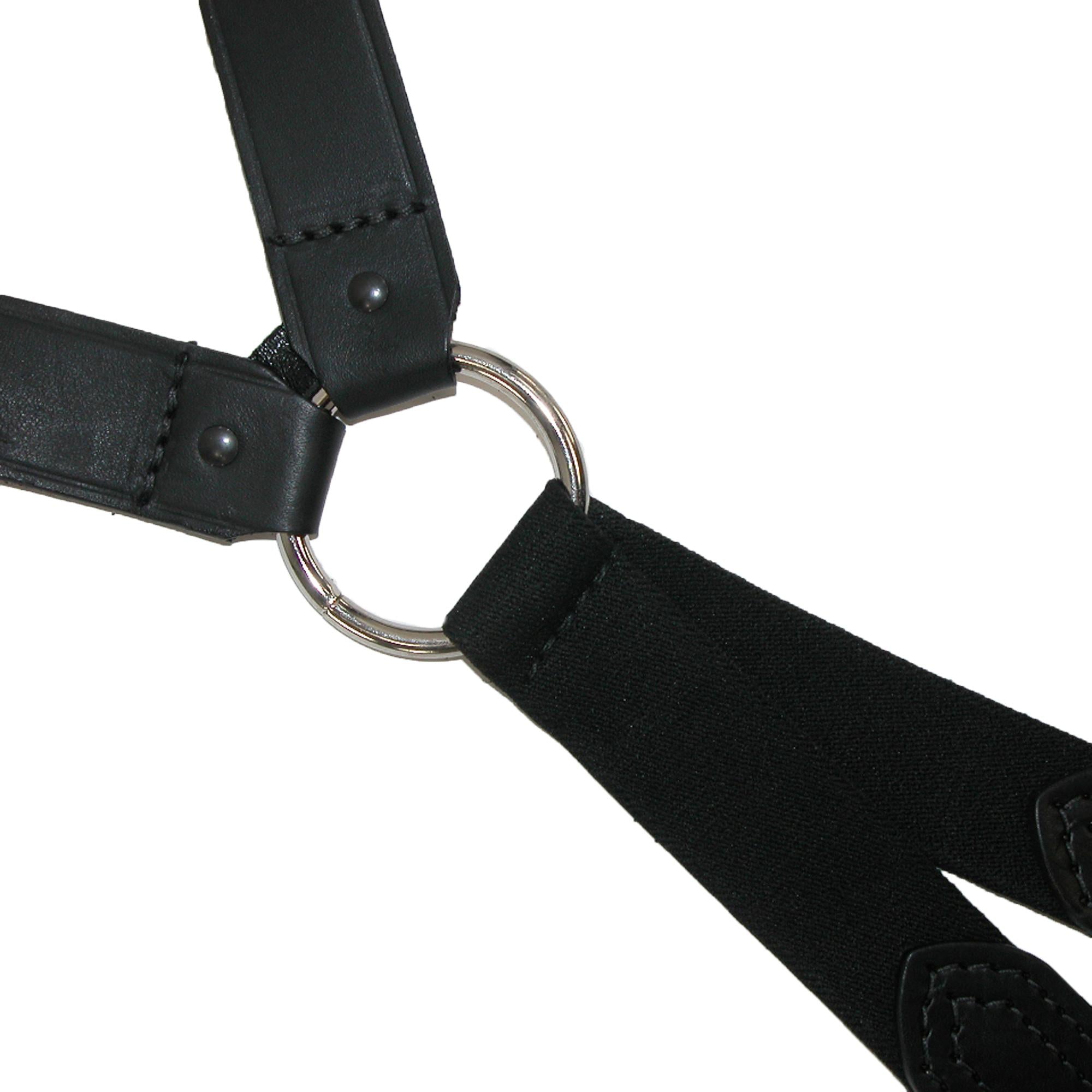Boston Leather Leather Loop End Fireman Work Suspenders - Black