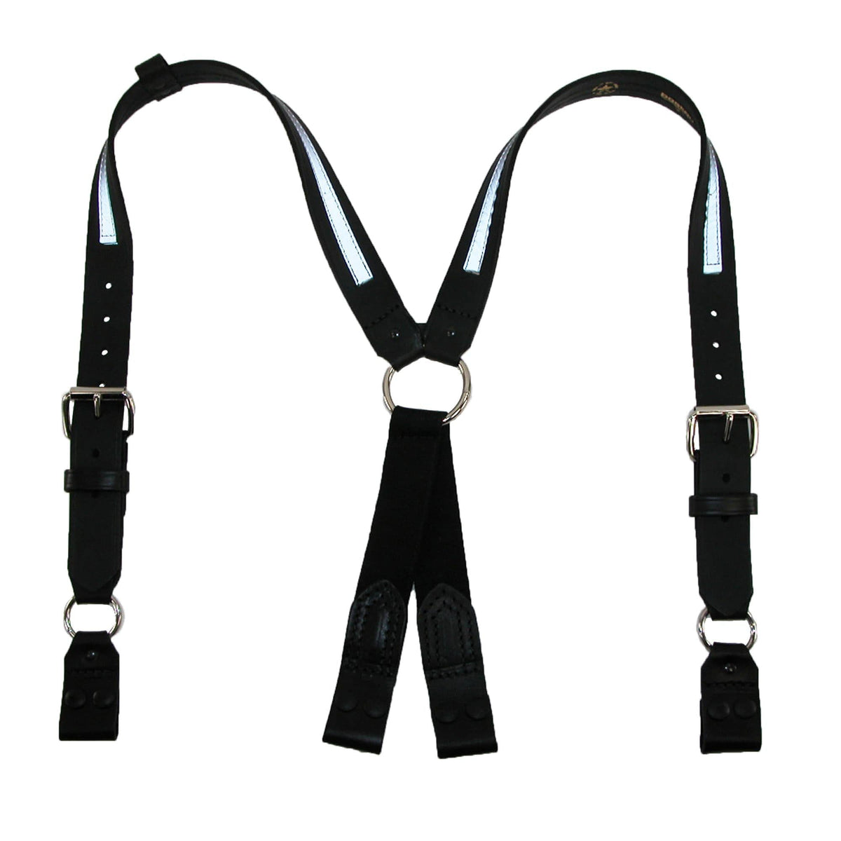 Boston Leather Leather Reflective Loop End Fireman Work Suspenders - Black