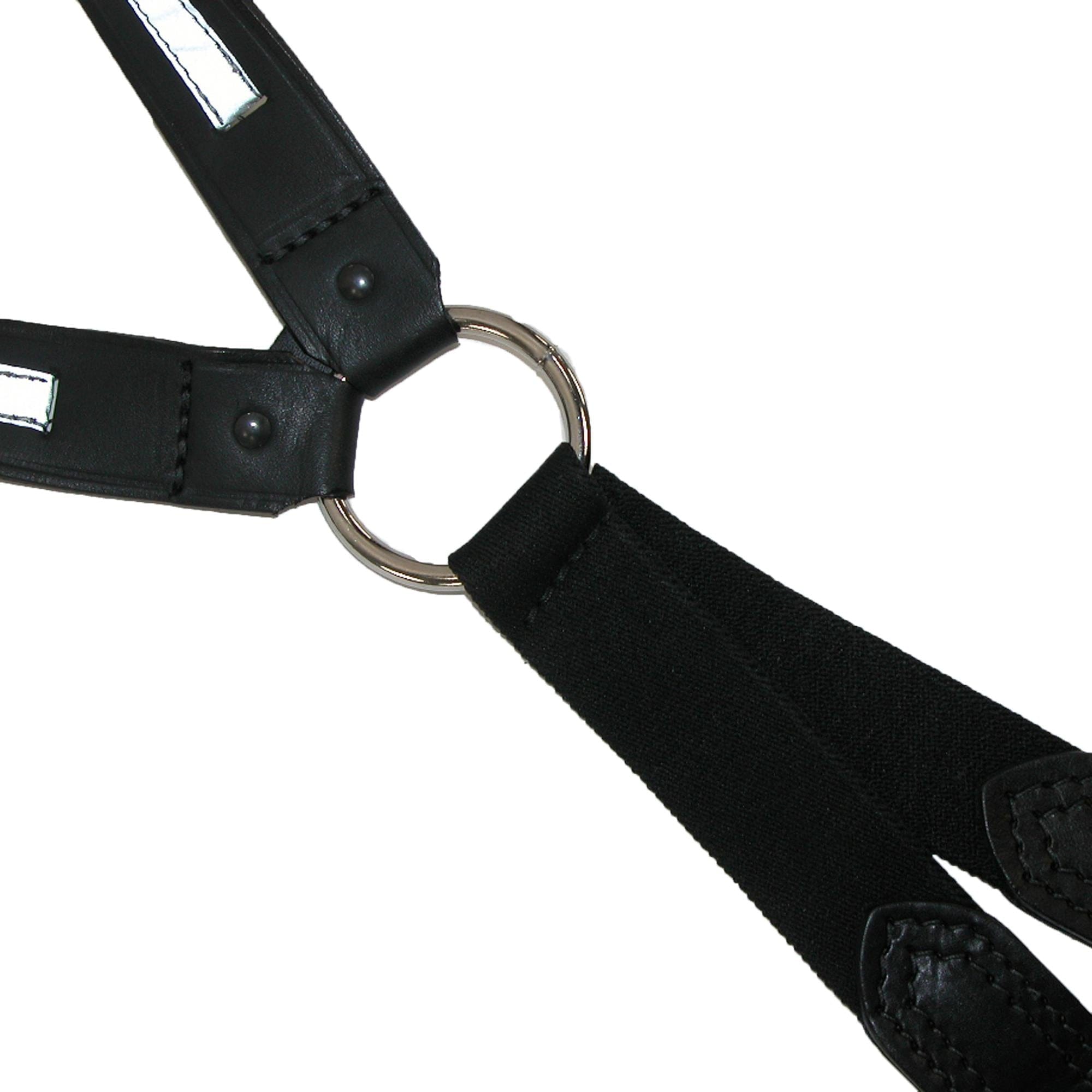 Boston Leather Leather Reflective Loop End Fireman Work Suspenders - Black