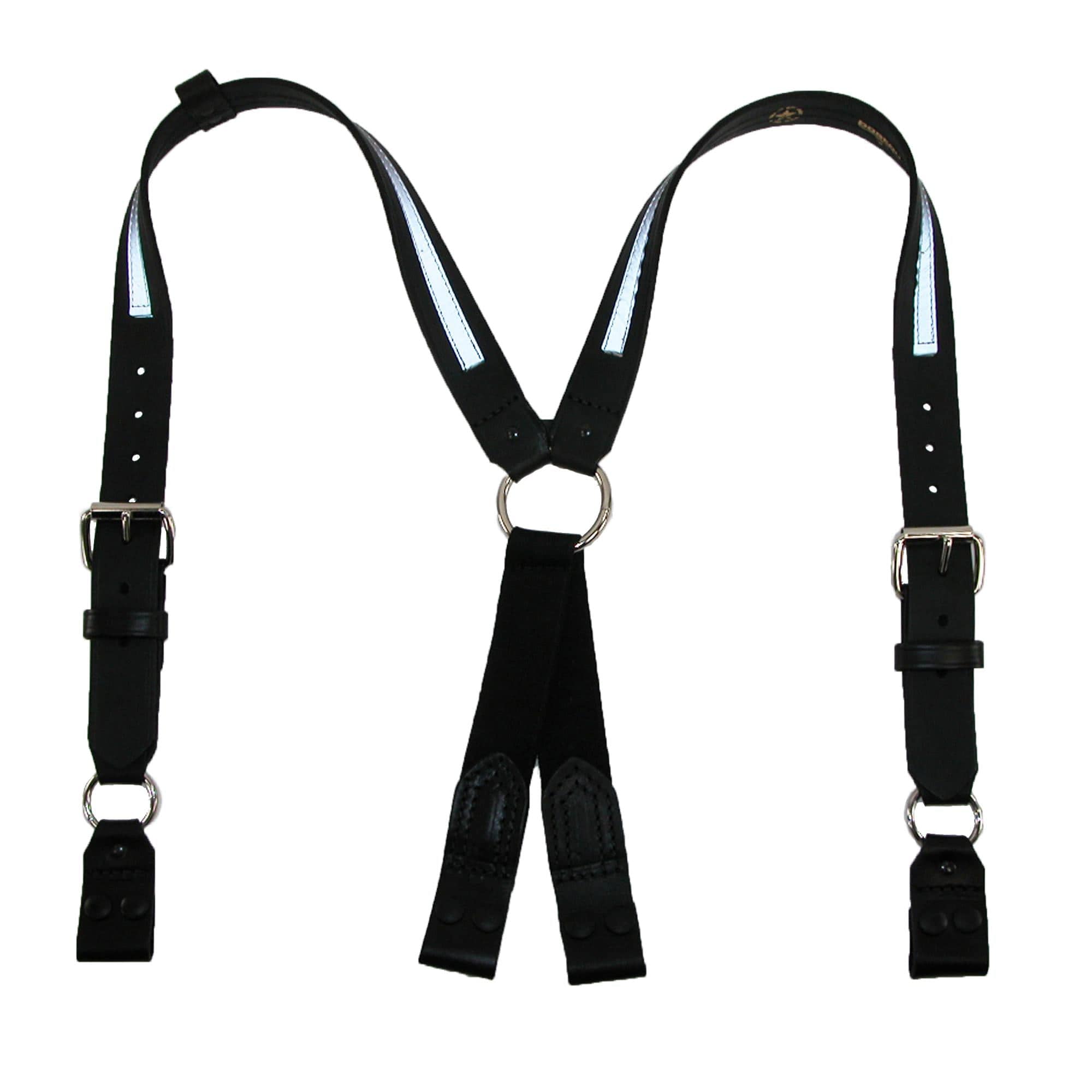 Boston Leather Leather Reflective Loop End Fireman Work Suspenders - Leather Reflective Loop End Fireman Work Suspenders