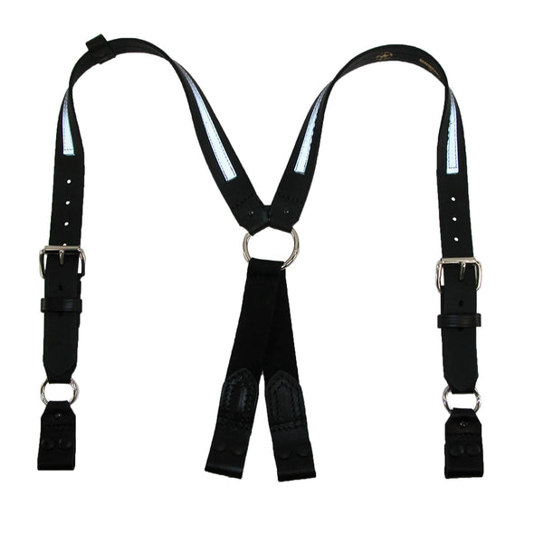 Leather Reflective Loop End Fireman Work Suspenders
