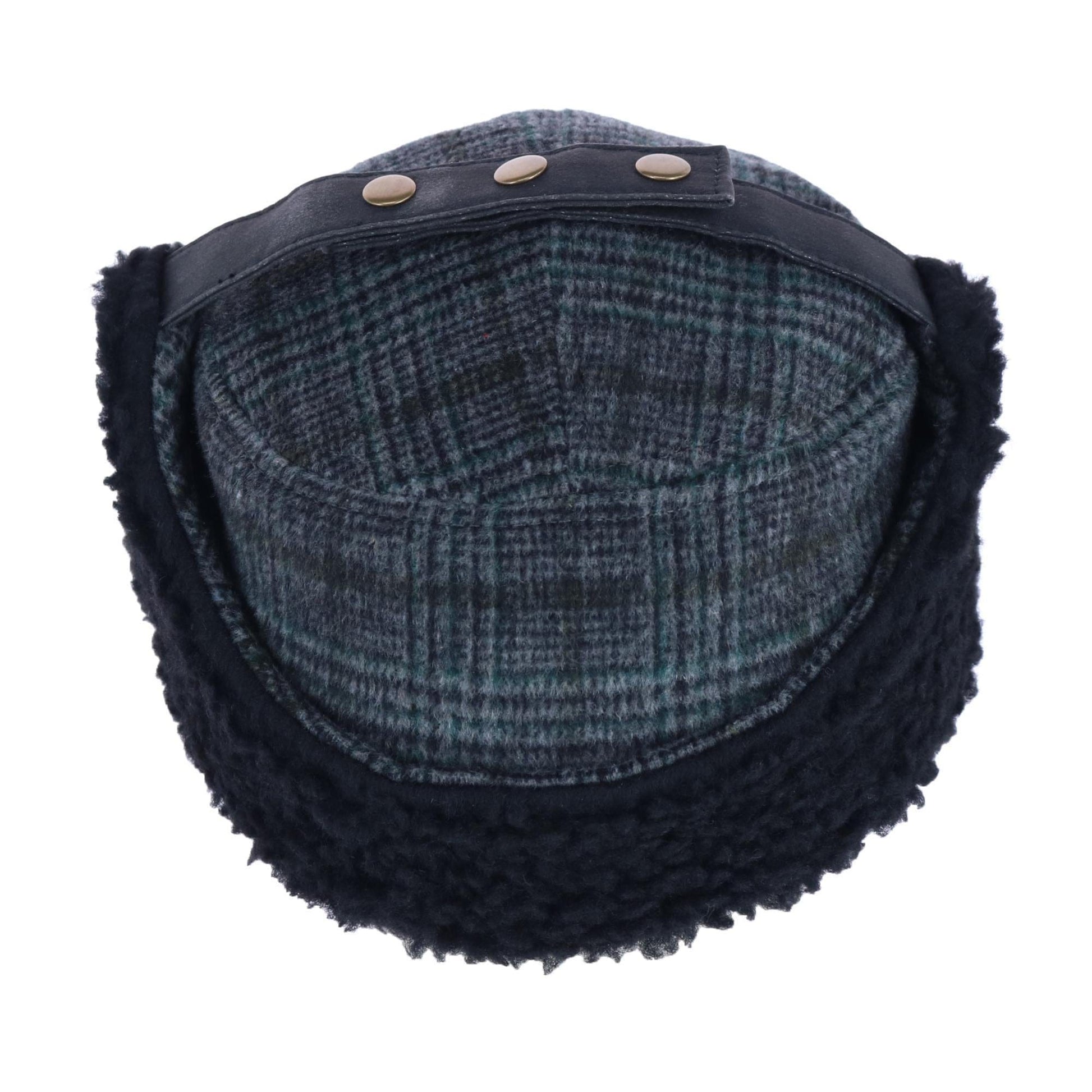 Broner Men's Houndstooth Fleece Lined Outdoor Cap with Earflaps - Grey