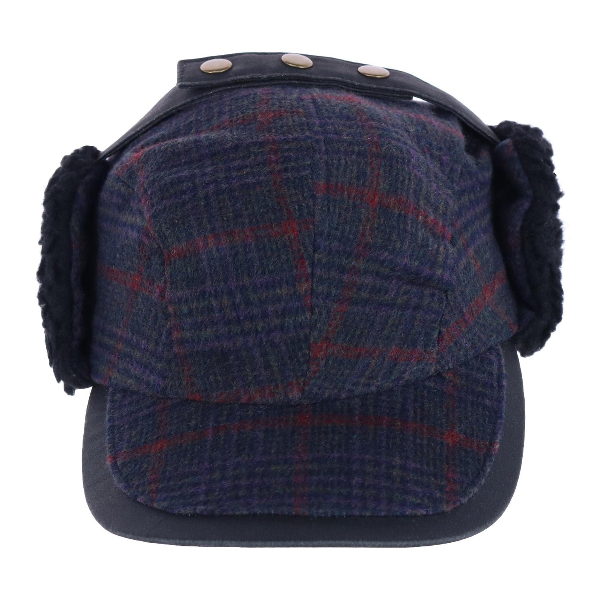 Broner Men's Houndstooth Fleece Lined Outdoor Cap with Earflaps - Purple