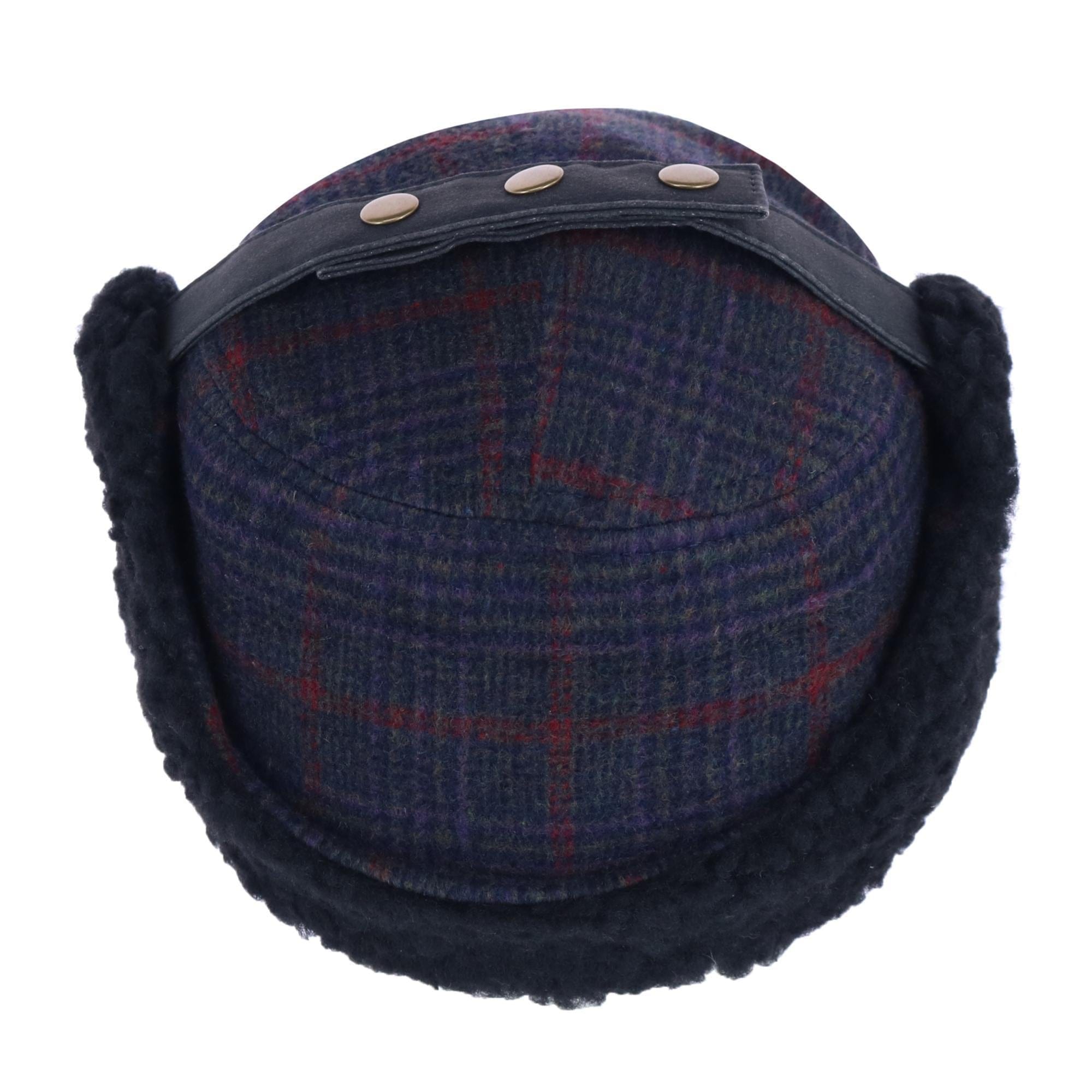 Broner Men's Houndstooth Fleece Lined Outdoor Cap with Earflaps - Purple