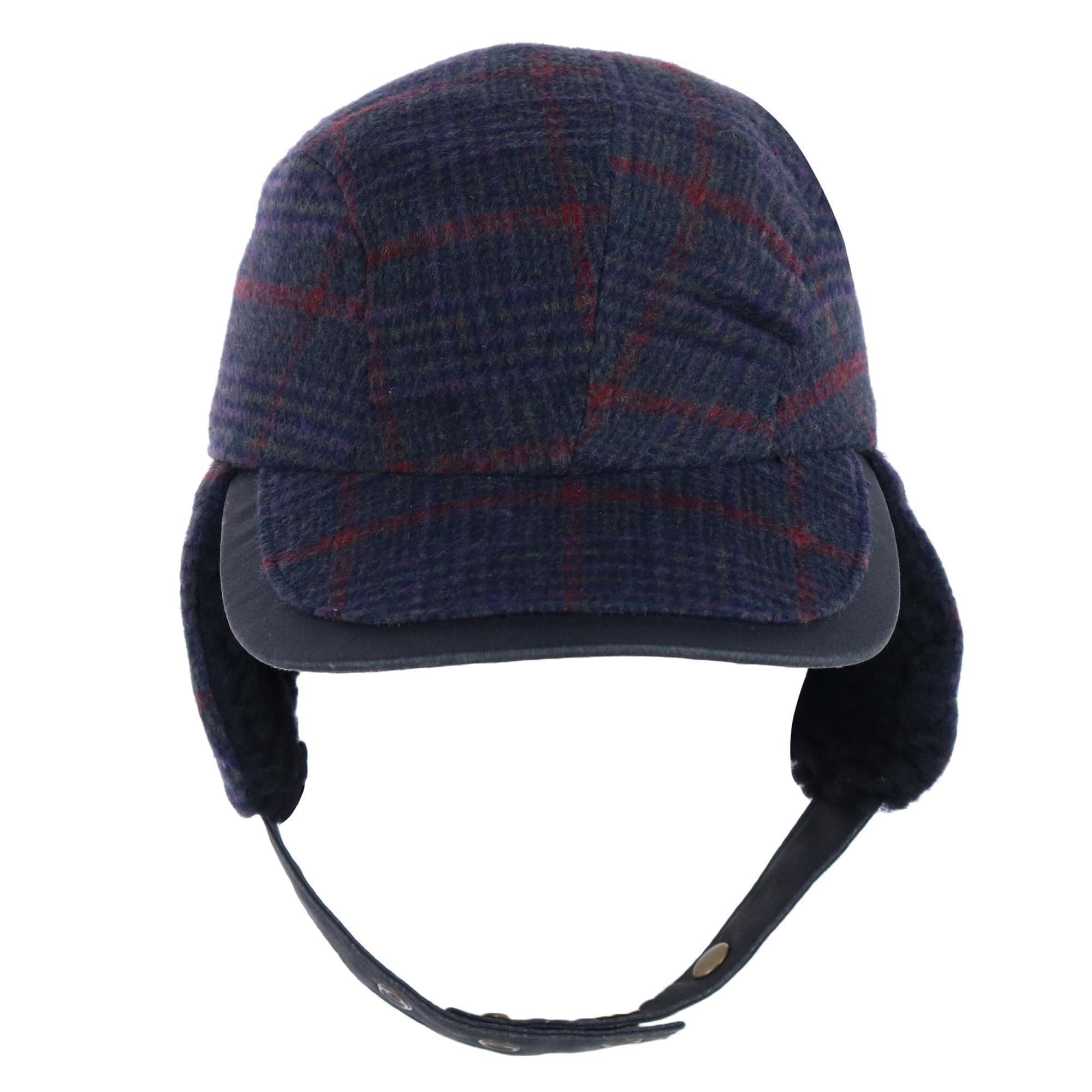 Broner Men's Houndstooth Fleece Lined Outdoor Cap with Earflaps - Purple