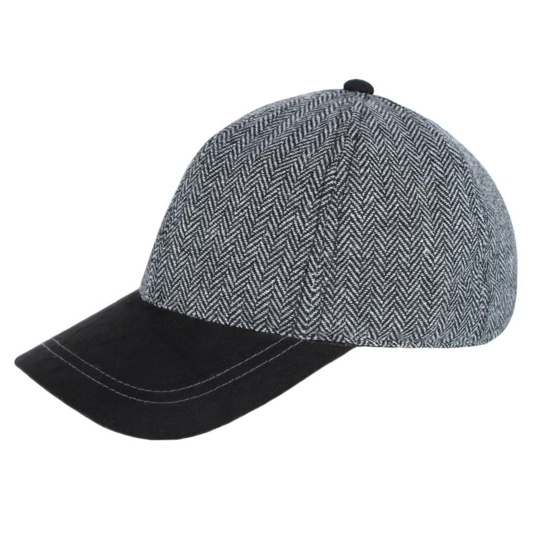 Broner Men's Wool Blend Herringbone Baseball Cap - Grey/Black