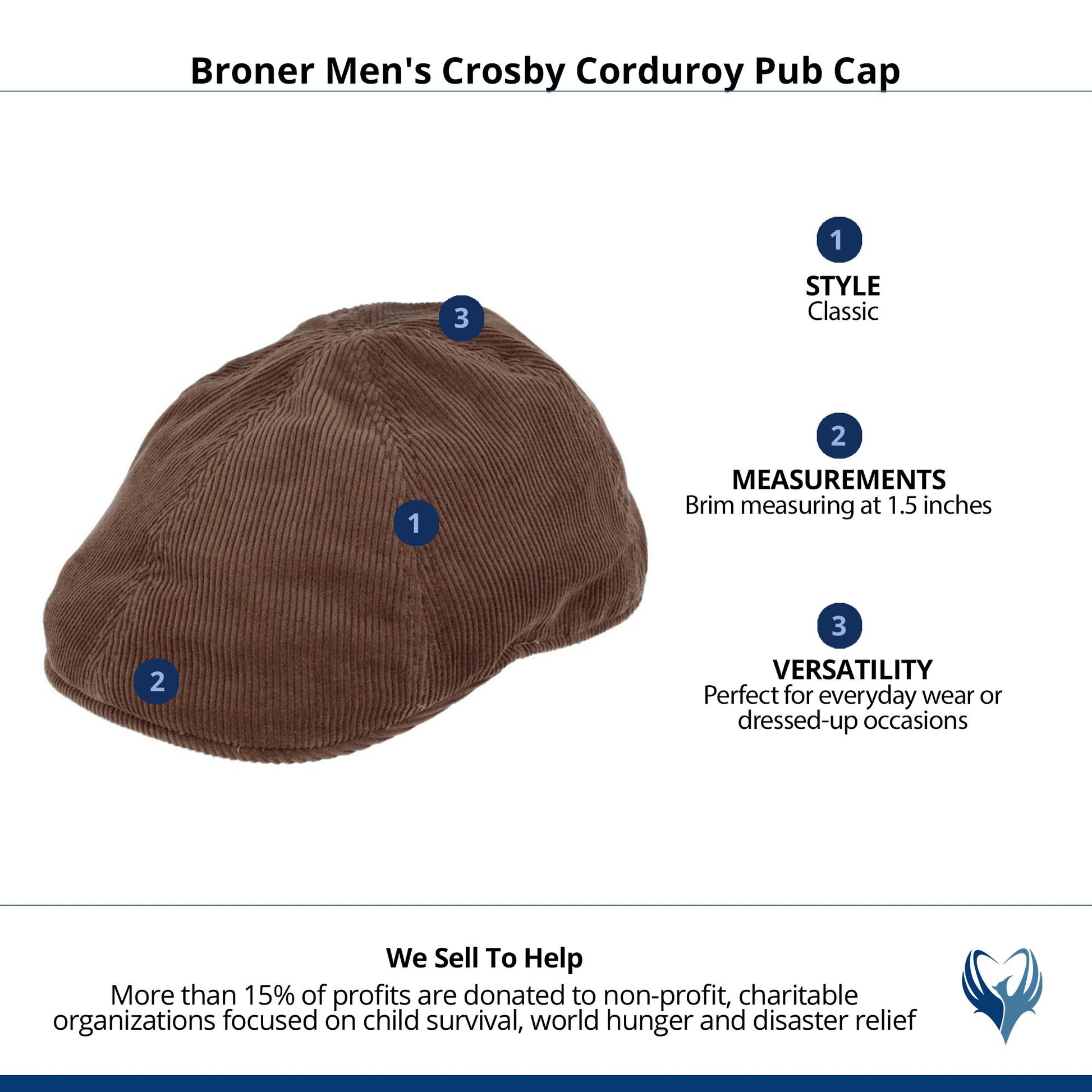 Broner Men's Crosby Corduroy Pub Cap - Brown