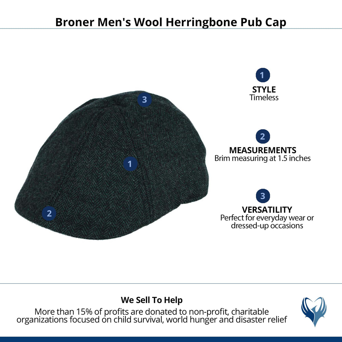 Broner Men's Wool Herringbone Pub Cap - Evergreen