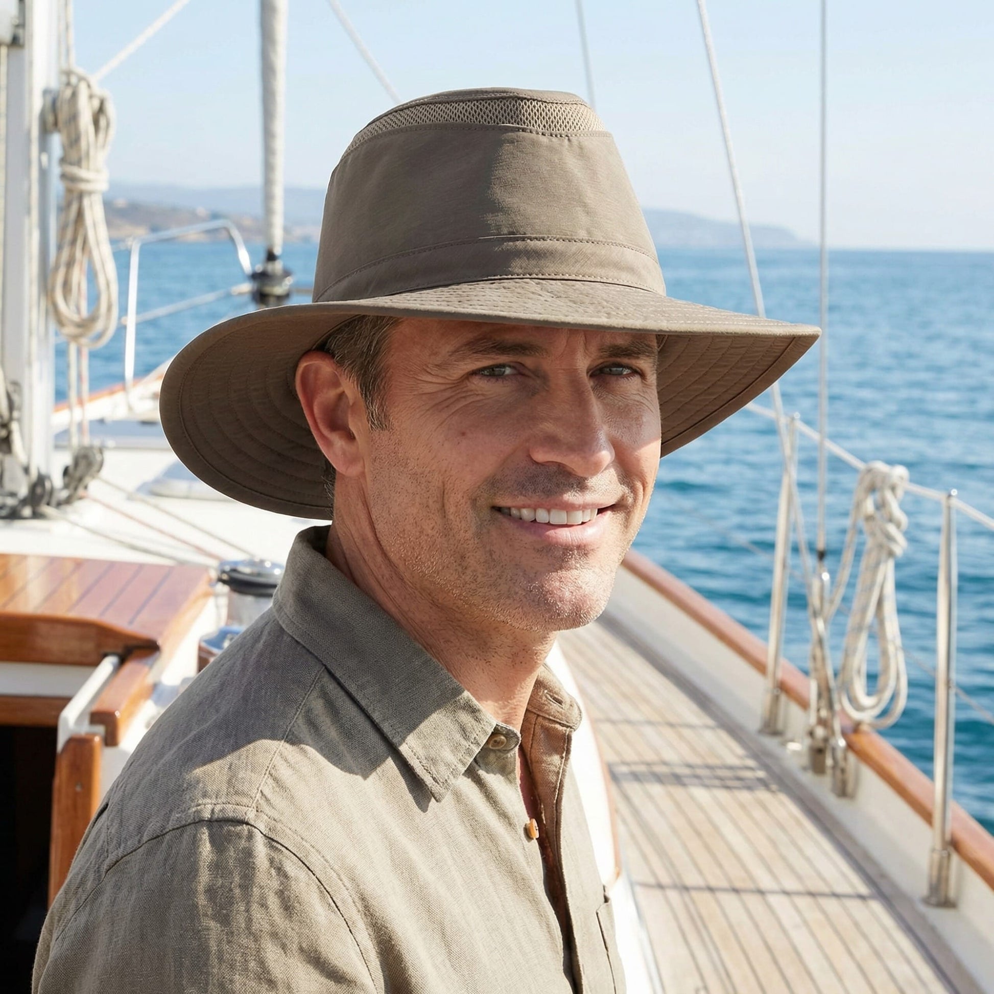 Broner Men's Lightweight Breezer Hat with Mesh Panel - Tan