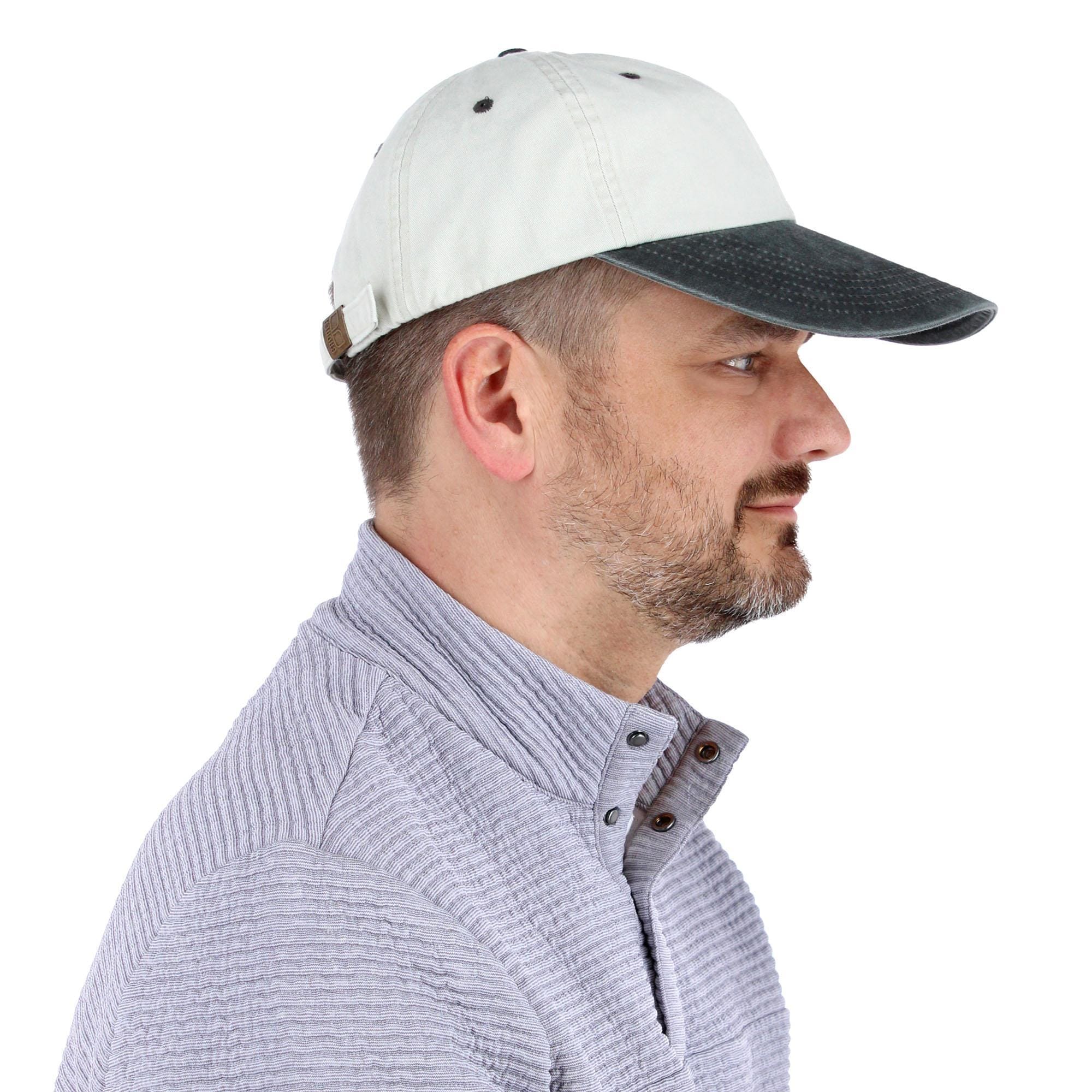 Broner Men's 4 Inch Two Tone Long Billed Baseball Cap - Stone/Charcoal