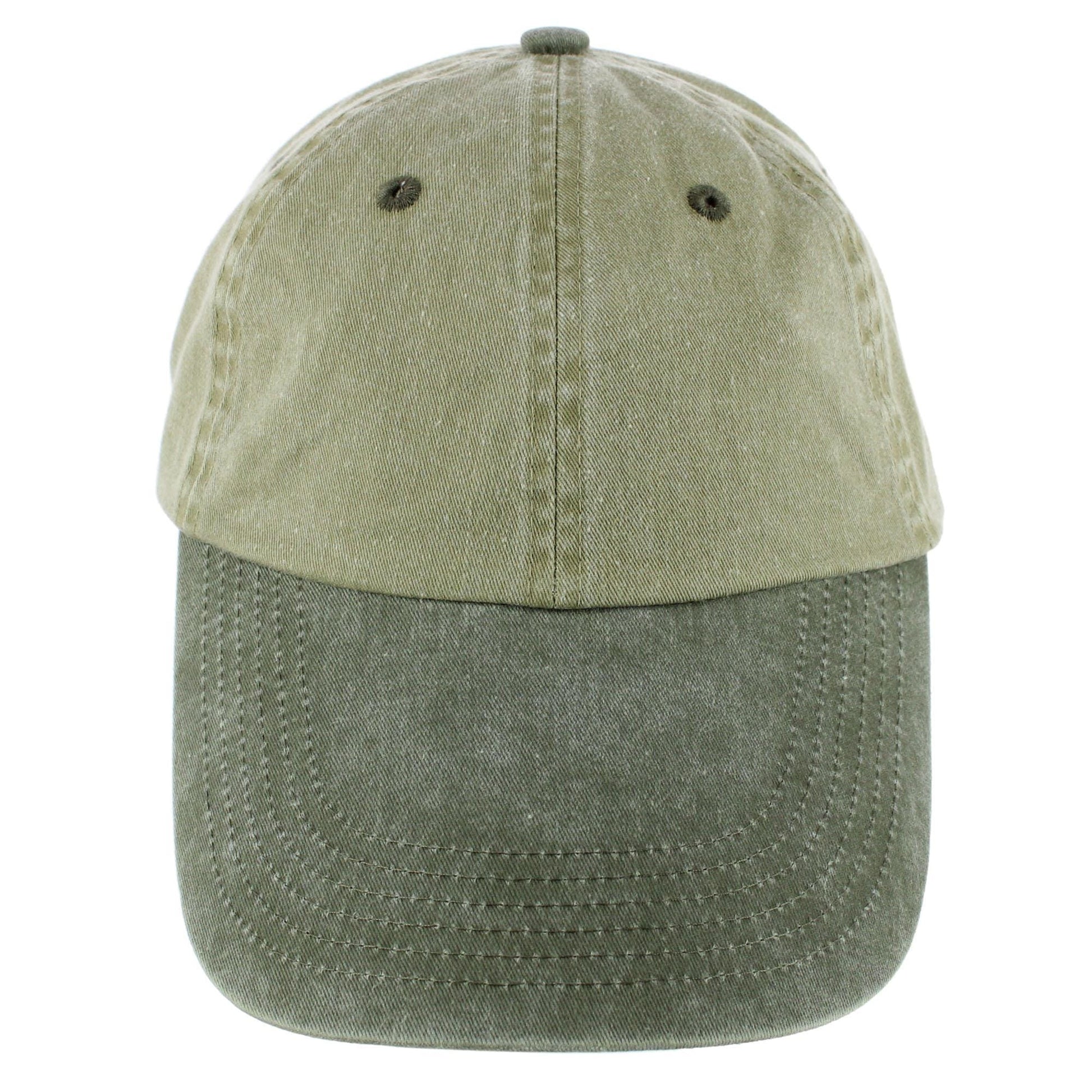 Broner Men's 4 Inch Two Tone Long Billed Baseball Cap - Khaki/Cactus