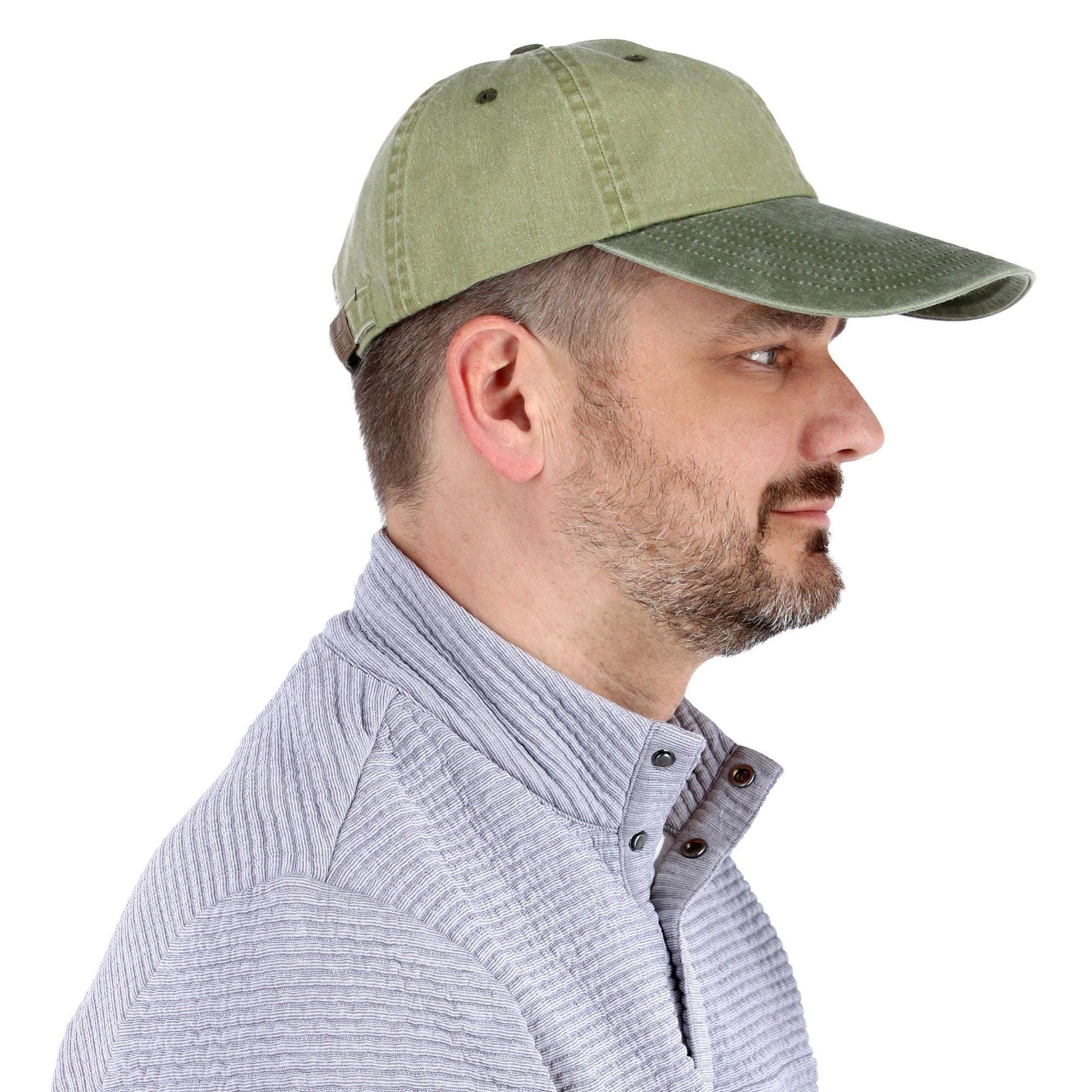 Broner Men's 4 Inch Two Tone Long Billed Baseball Cap - Khaki/Cactus