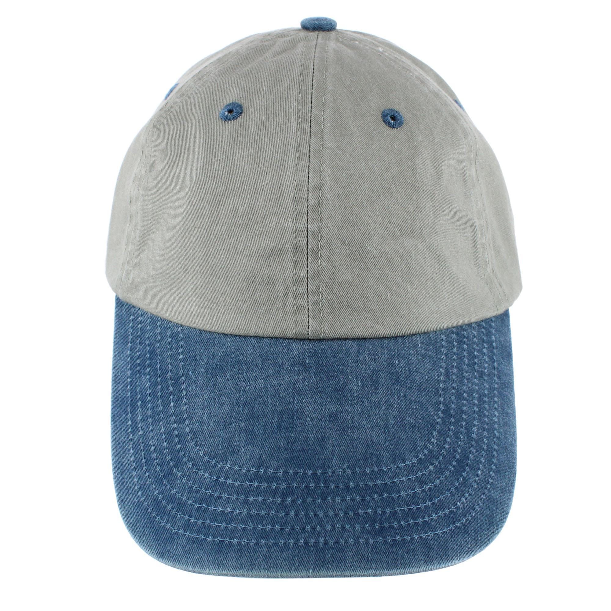 Broner Men's 4 Inch Two Tone Long Billed Baseball Cap - Sand/Navy