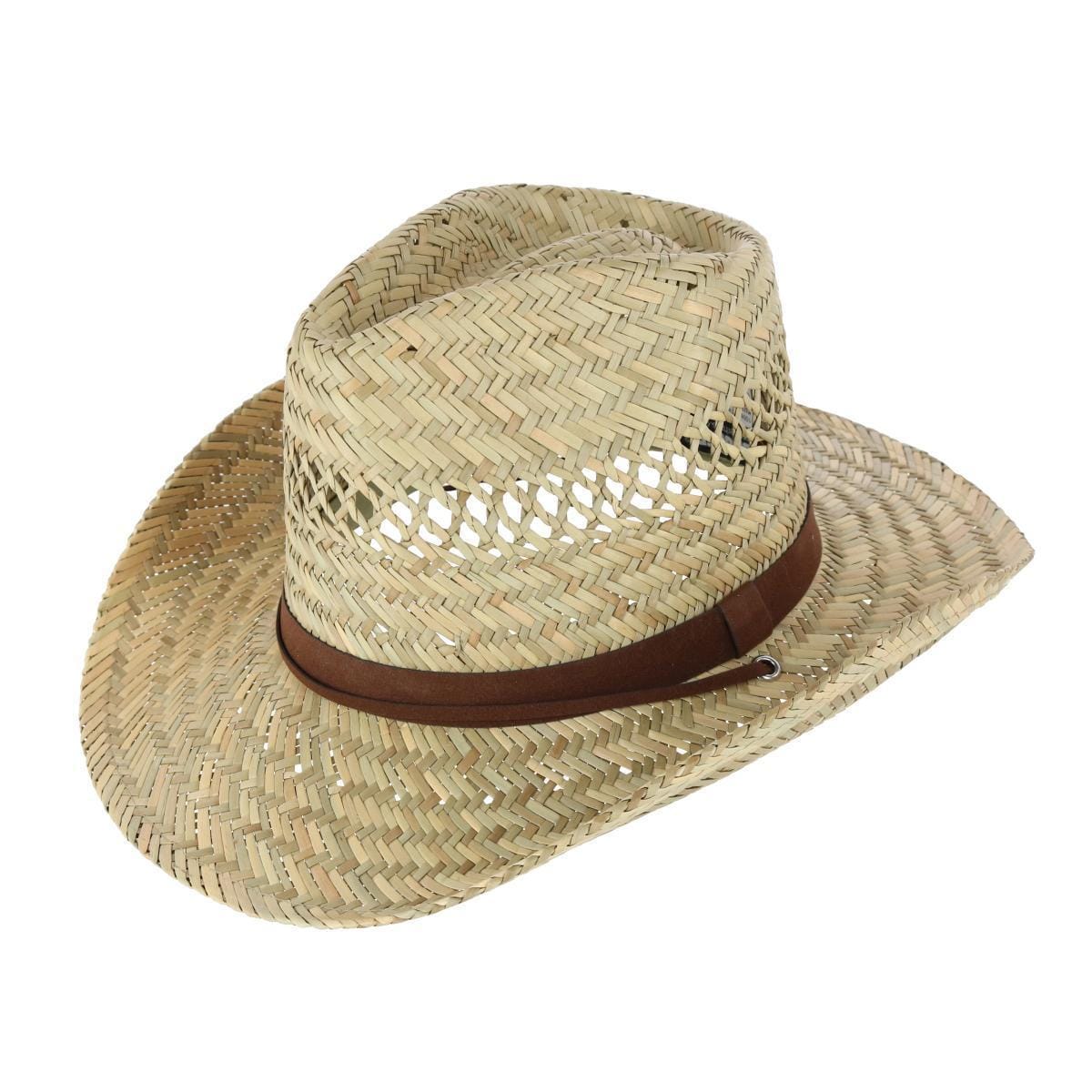 Broner Men's Ventilated Western Straw Hat with Chin Cord - Natural