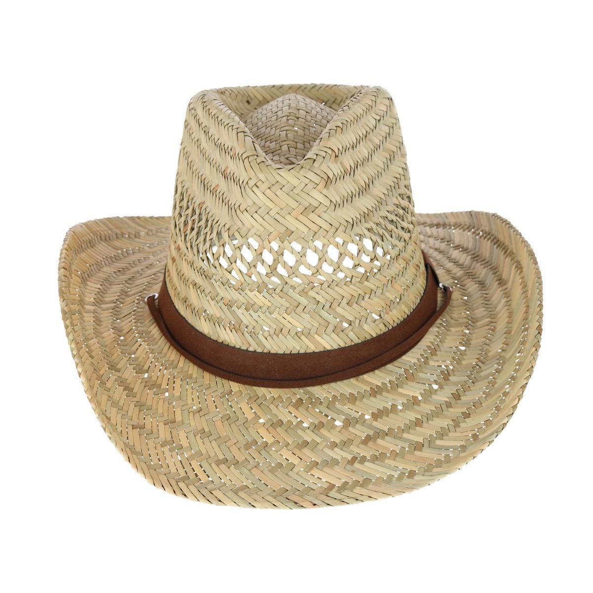Broner Men's Ventilated Western Straw Hat with Chin Cord - Natural