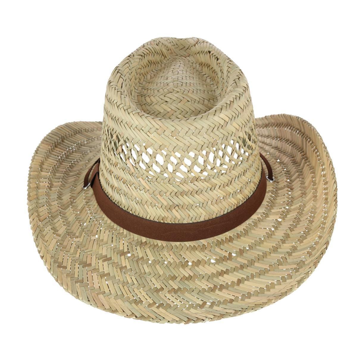 Broner Men's Ventilated Western Straw Hat with Chin Cord - Natural