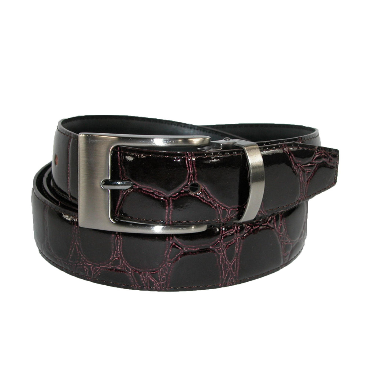 CTM® Leather Croc Print Dress Belt with Clamp On Buckle