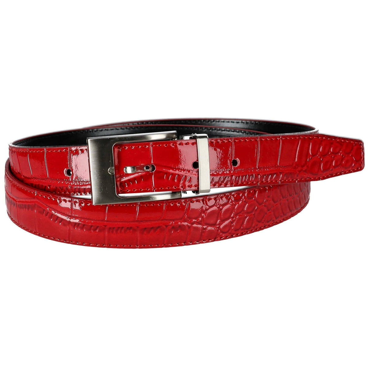 CTM® Leather Croc Print Dress Belt with Clamp On Buckle