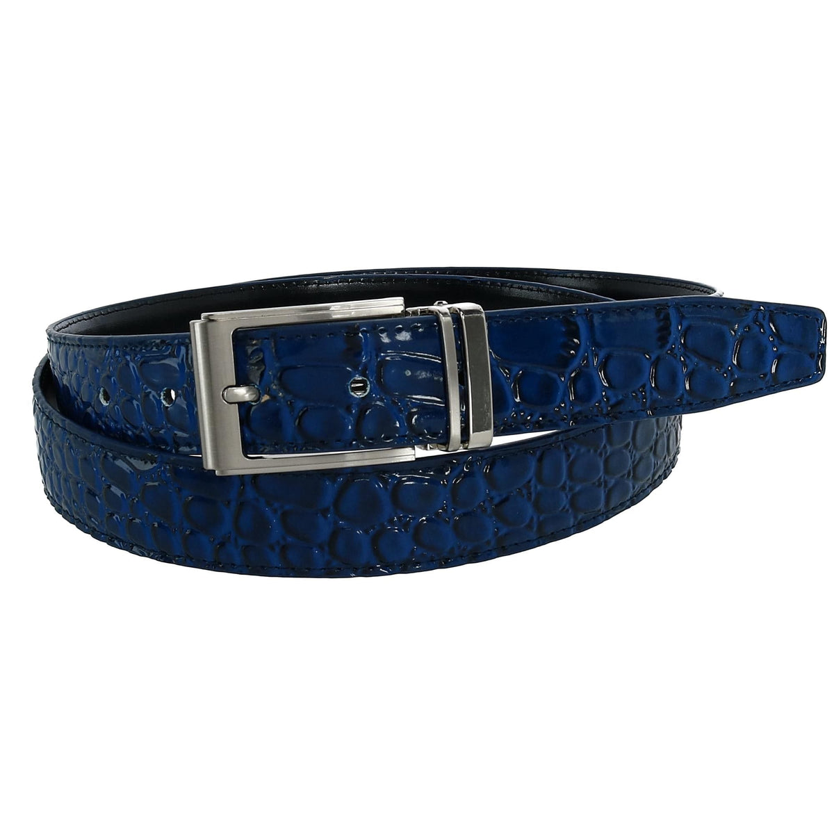 CTM® Big & Tall Leather Croc Print Dress Belt with Clamp On Buckle - Big & Tall Leather Croc Print Dress Belt with Clamp On Buckle