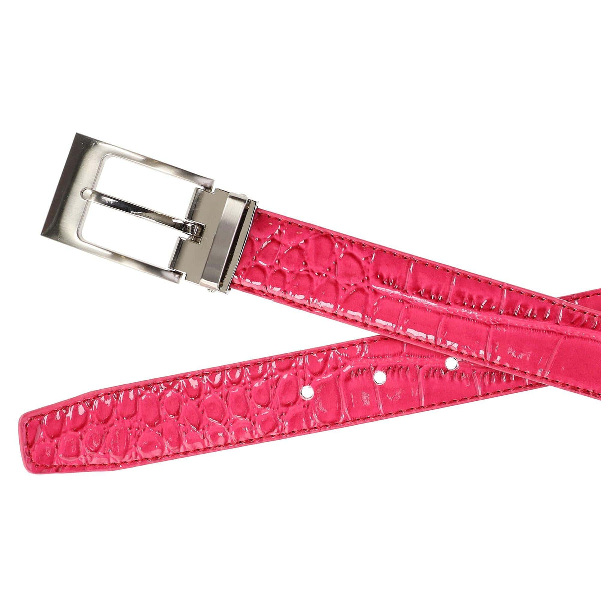 CTM® Leather Croc Print Belt - Hot Pink