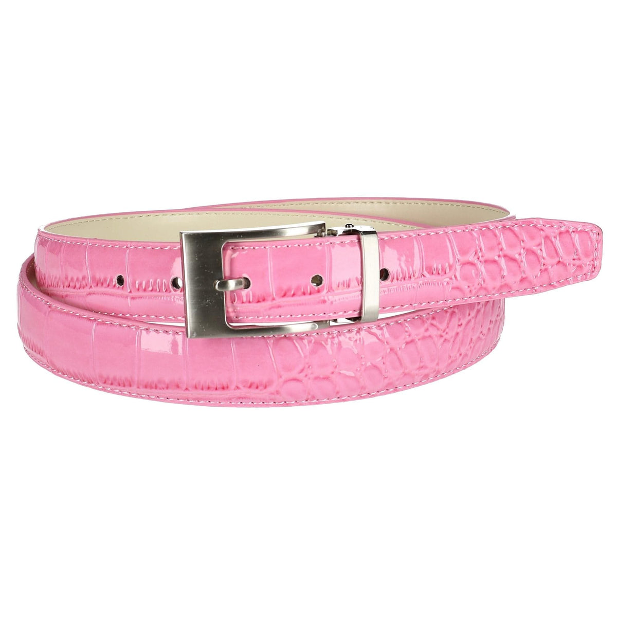 CTM® Leather Croc Print Belt - Pink