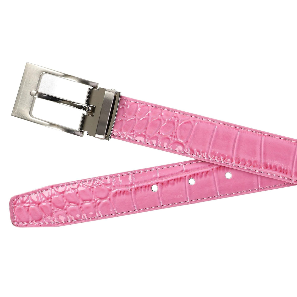 CTM® Leather Croc Print Belt - Pink