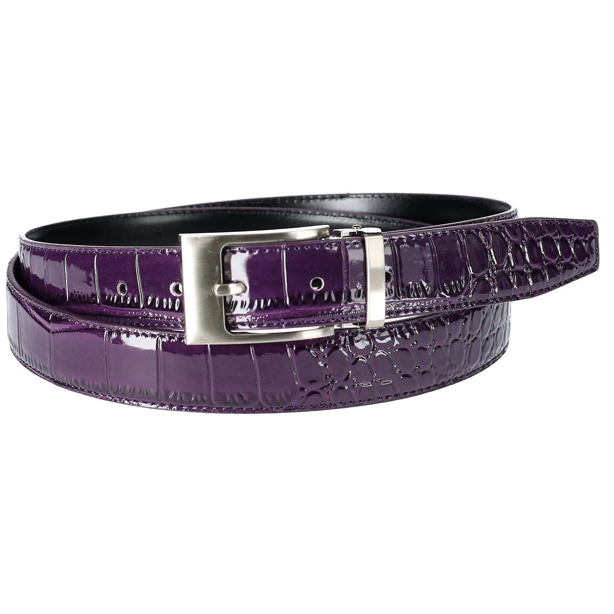 CTM® Leather Croc Print Belt - Purple