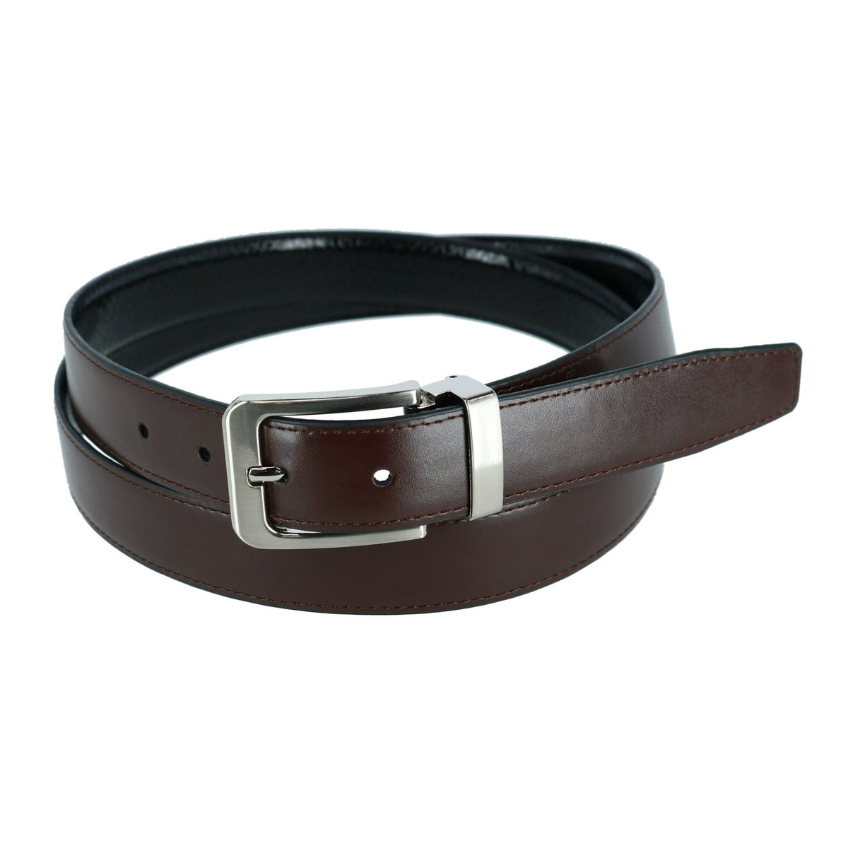 CTM® Lizard Print 1 1/8 Inch Reversible Dress Belt - Black to Solid Brown