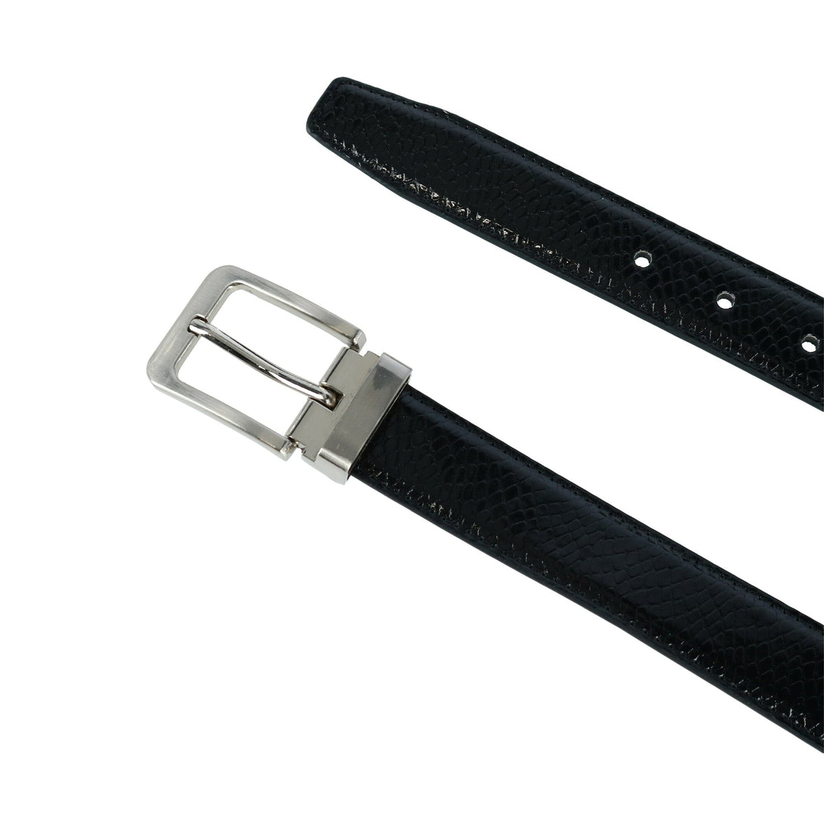 CTM® Lizard Print 1 1/8 Inch Reversible Dress Belt - Black to Solid Brown