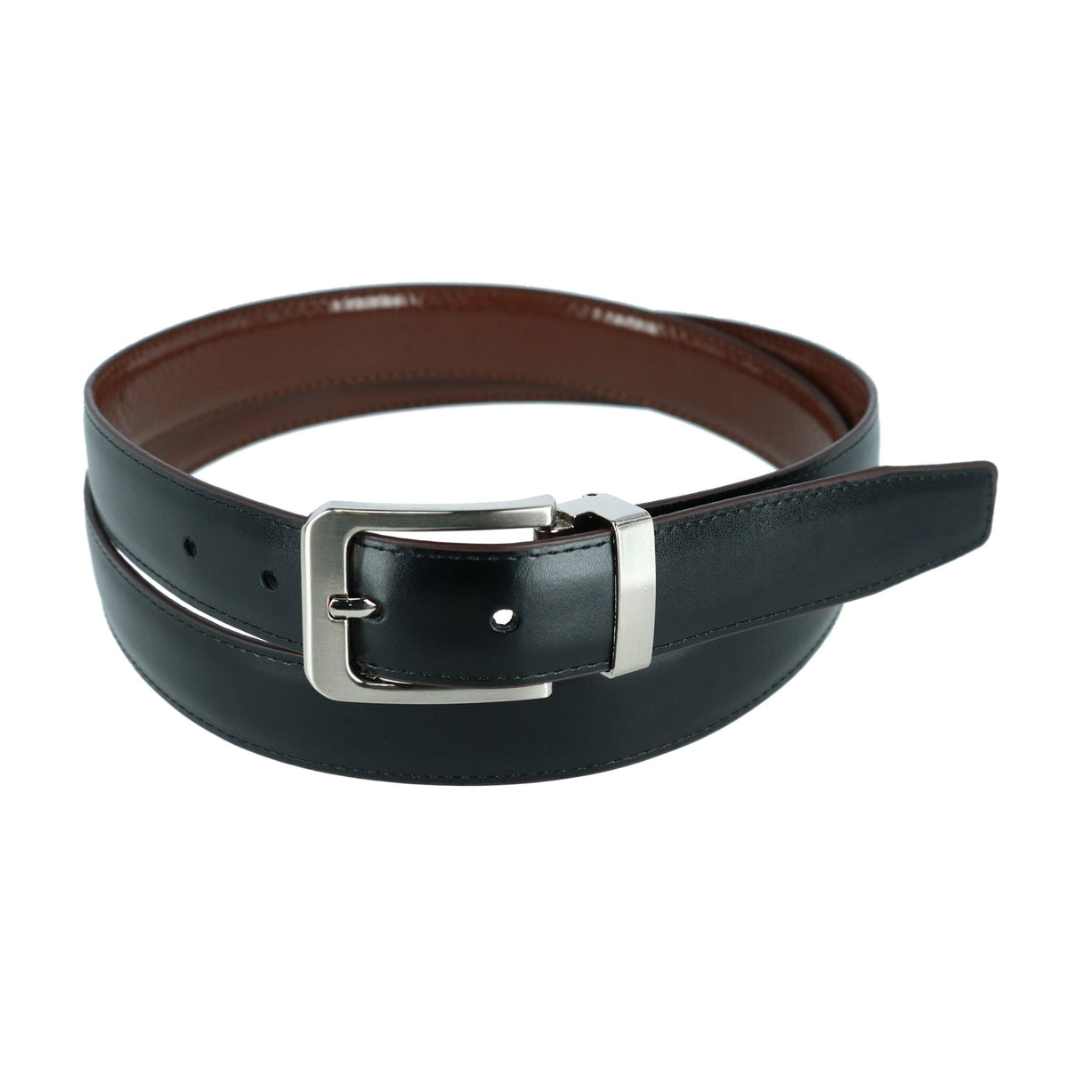 CTM® Lizard Print 1 1/8 Inch Reversible Dress Belt - Brown to Solid Black