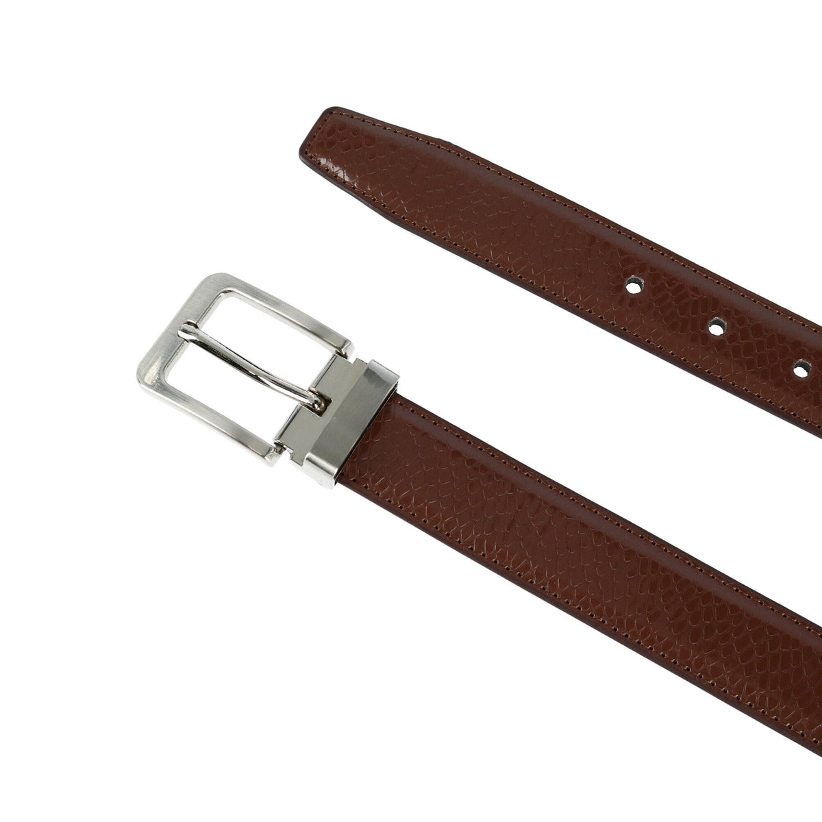 CTM® Lizard Print 1 1/8 Inch Reversible Dress Belt - Brown to Solid Black