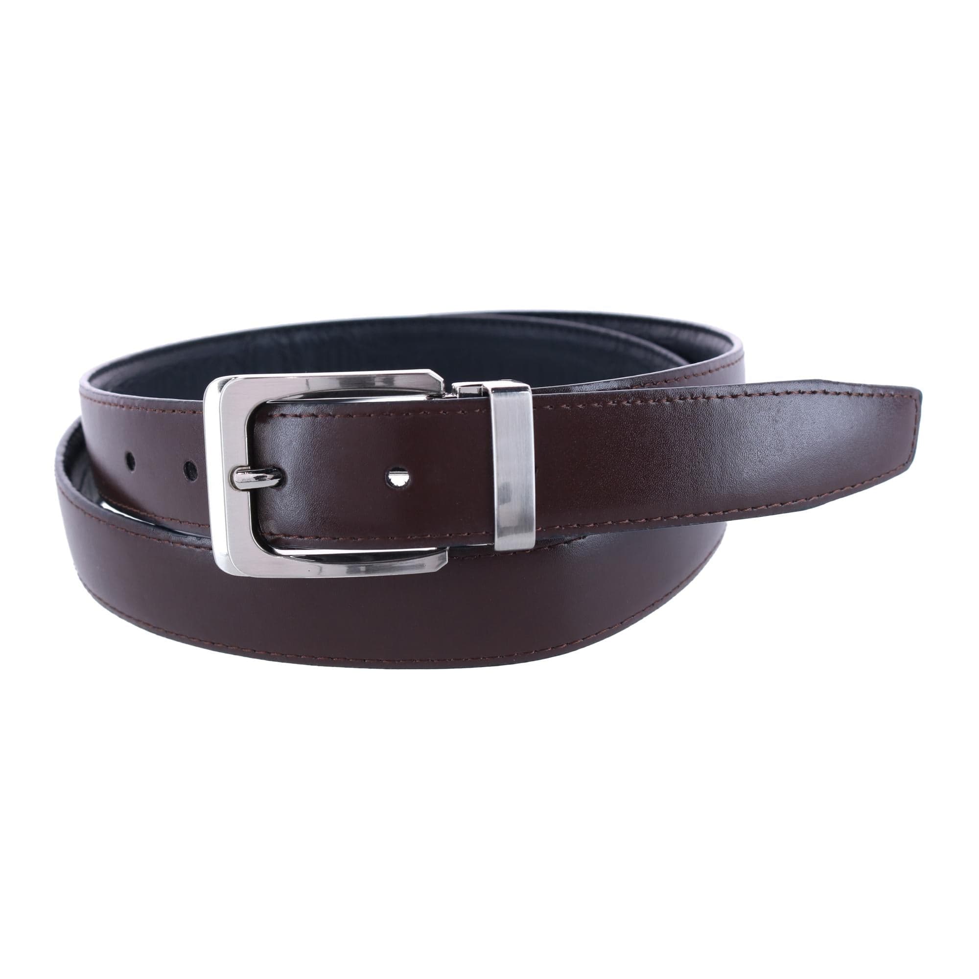 CTM® Leather Matte Reversible Croc Print Clamp on Buckle Belt - Black