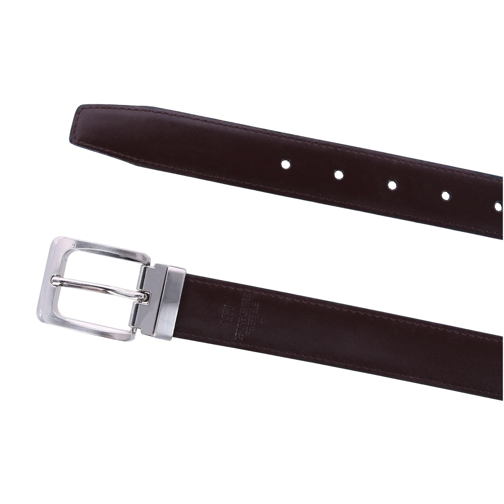 CTM® Leather Matte Reversible Croc Print Clamp on Buckle Belt - Black