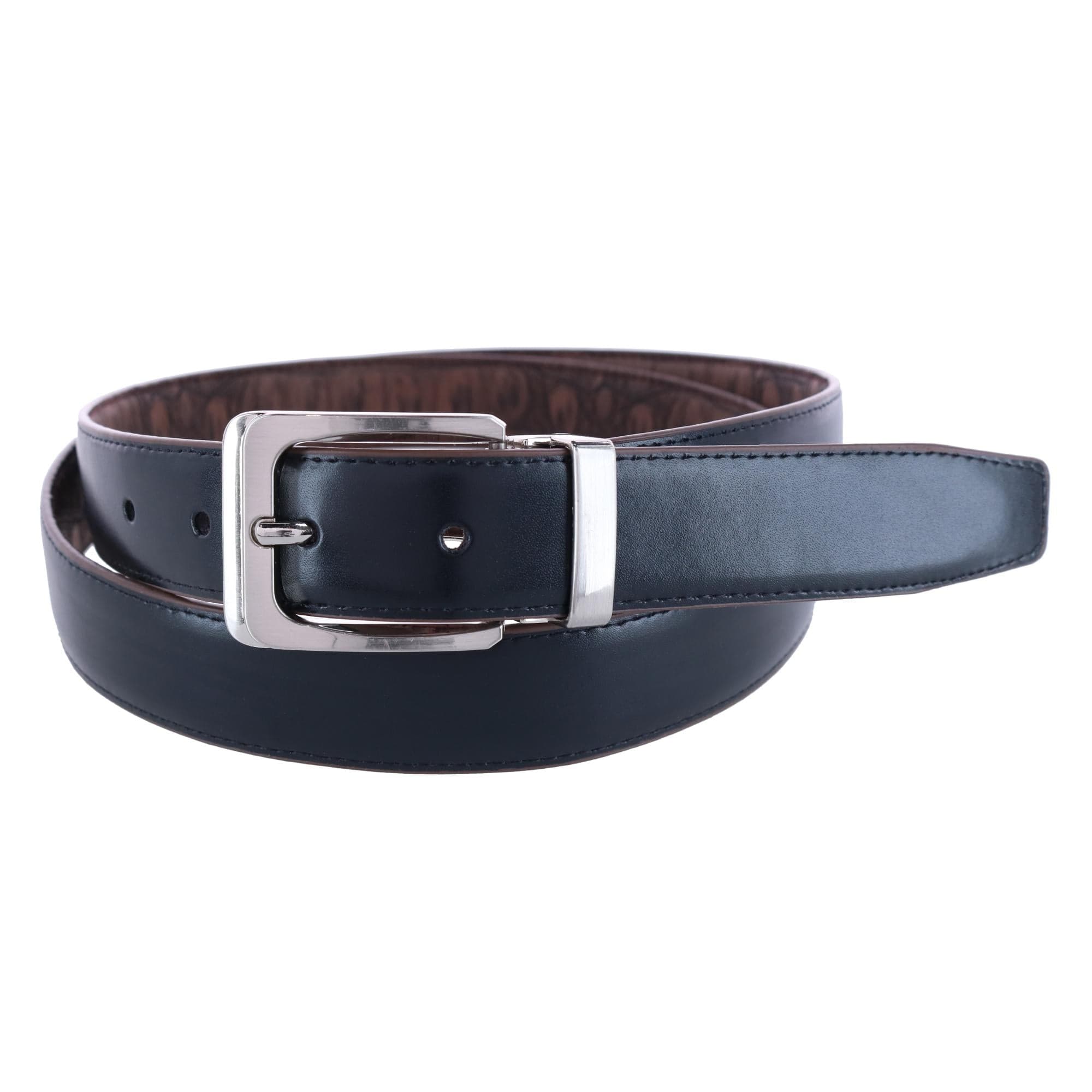 CTM® Leather Matte Reversible Croc Print Clamp on Buckle Belt - Brown